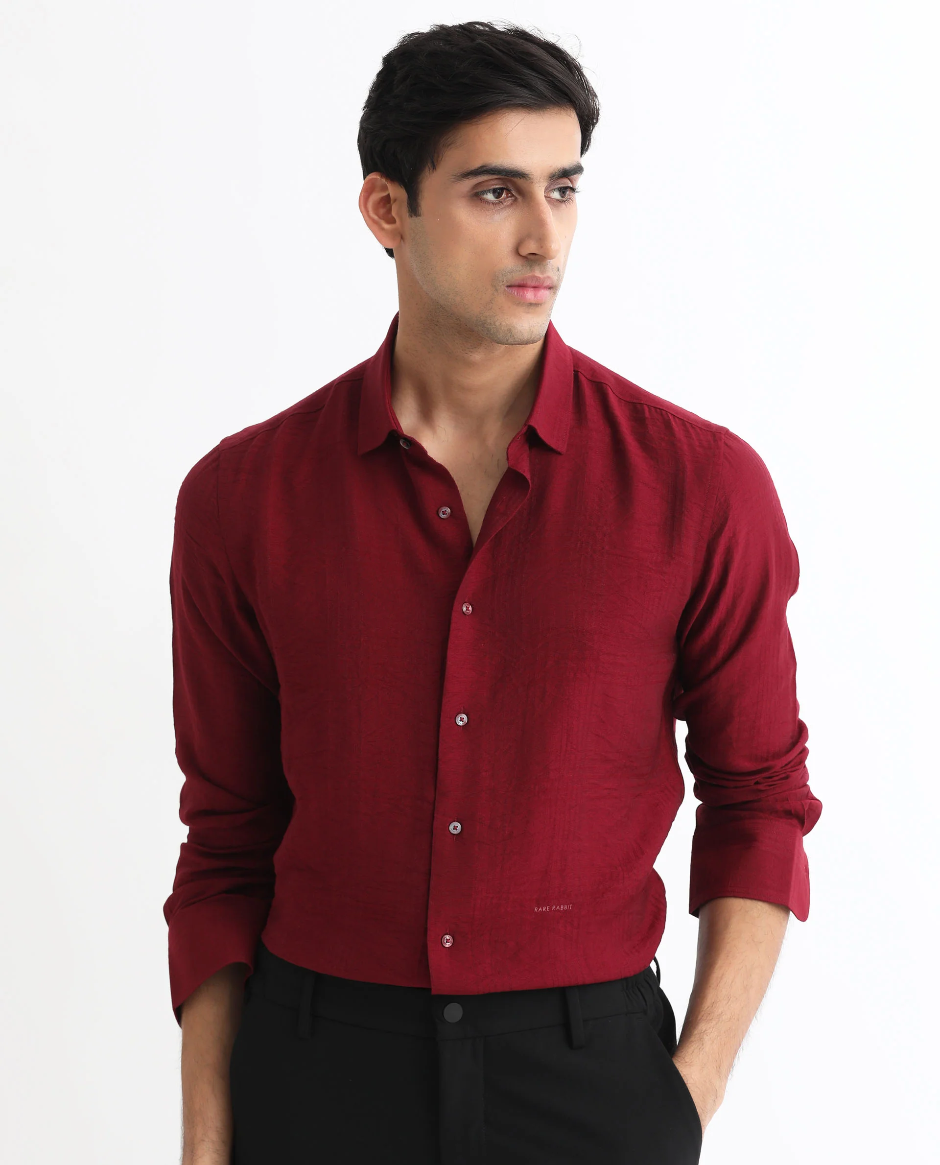 Rare Rabbit Men's Vagen Red Viscose Checked Print Regular Fit Full Sleeve Collared Shirt - Image 8