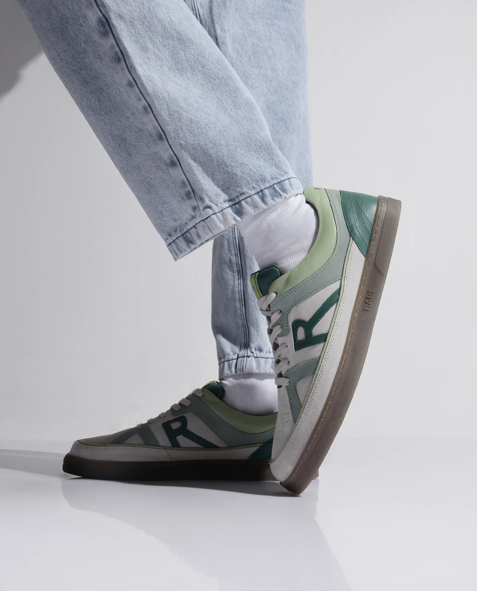 Rare Rabbit Men's Vale Green Leather Lace-Up Closure Sneaker - Image 2