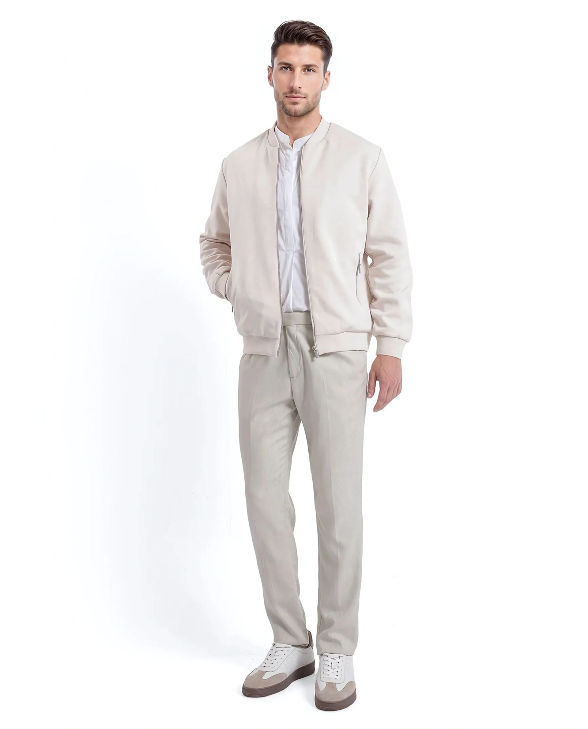 Rare Rabbit Men's Vallor Beige Nylon Plain Regular Fit Full Sleeve Mandarin Collar Jacket - Image 4