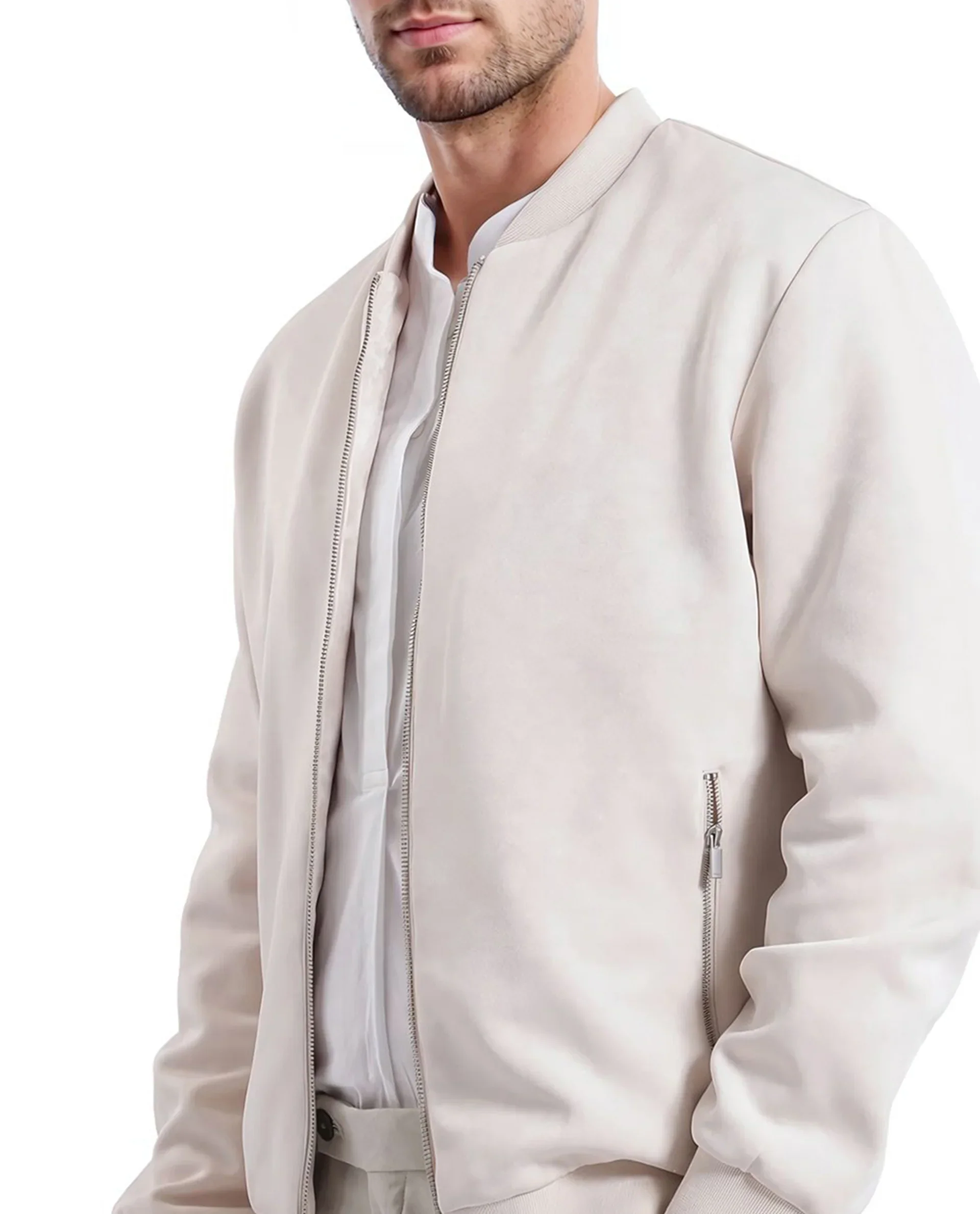 Rare Rabbit Men's Vallor Beige Nylon Plain Regular Fit Full Sleeve Mandarin Collar Jacket - Image 5
