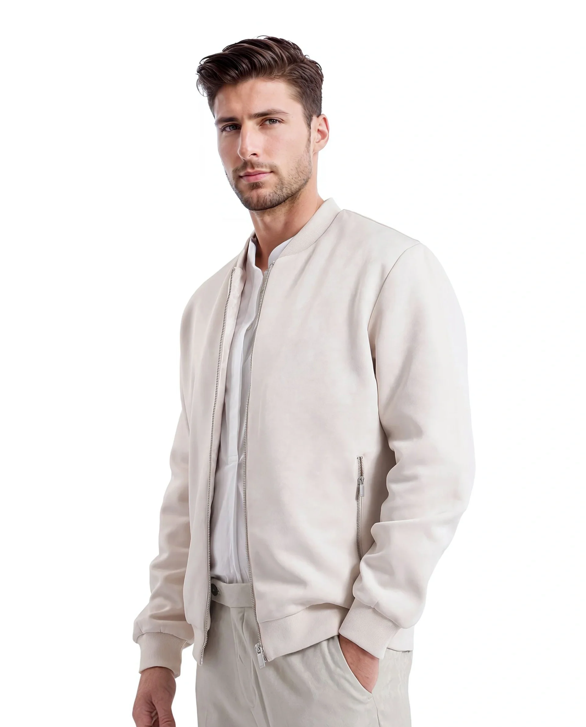 Rare Rabbit Men's Vallor Beige Nylon Plain Regular Fit Full Sleeve Mandarin Collar Jacket - Image 6