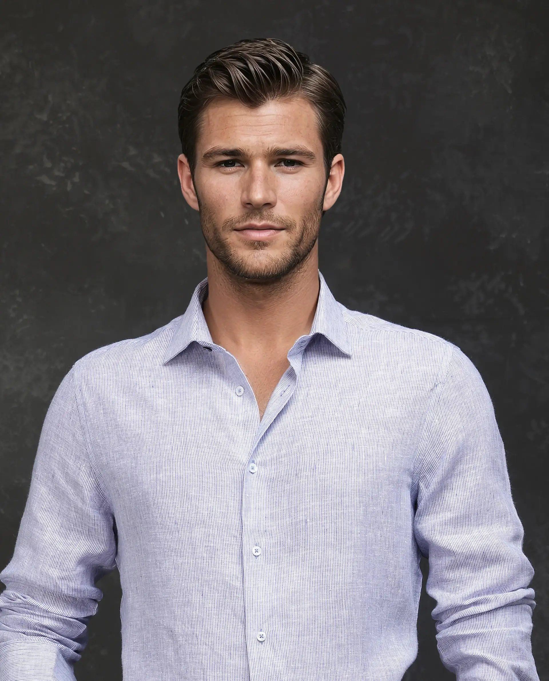 Rare Rabbit Men's Valt Light Blue Linen Blend Plain Regular Fit Full Sleeve Collared Shirt - Image 3