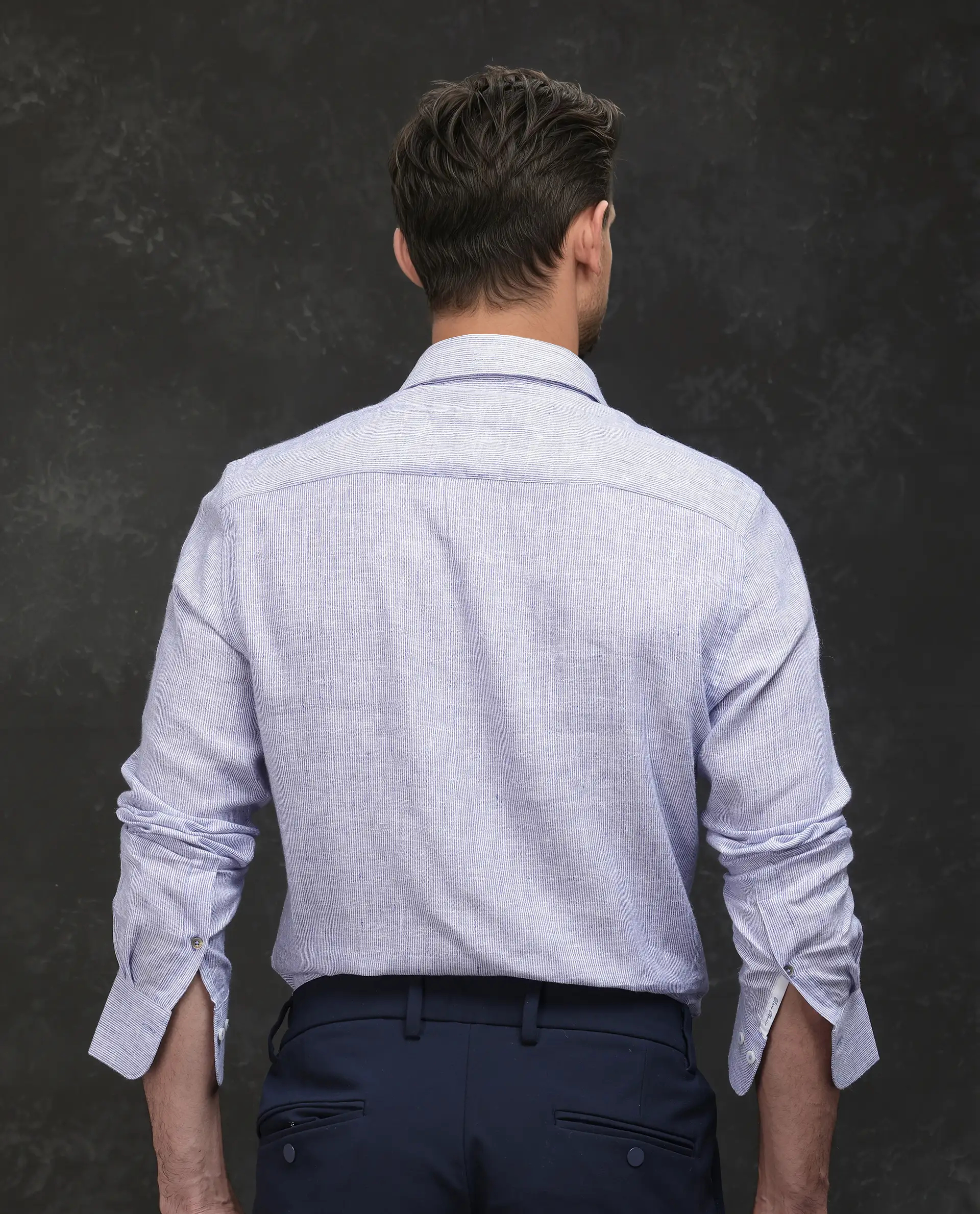 Rare Rabbit Men's Valt Light Blue Linen Blend Plain Regular Fit Full Sleeve Collared Shirt - Image 7
