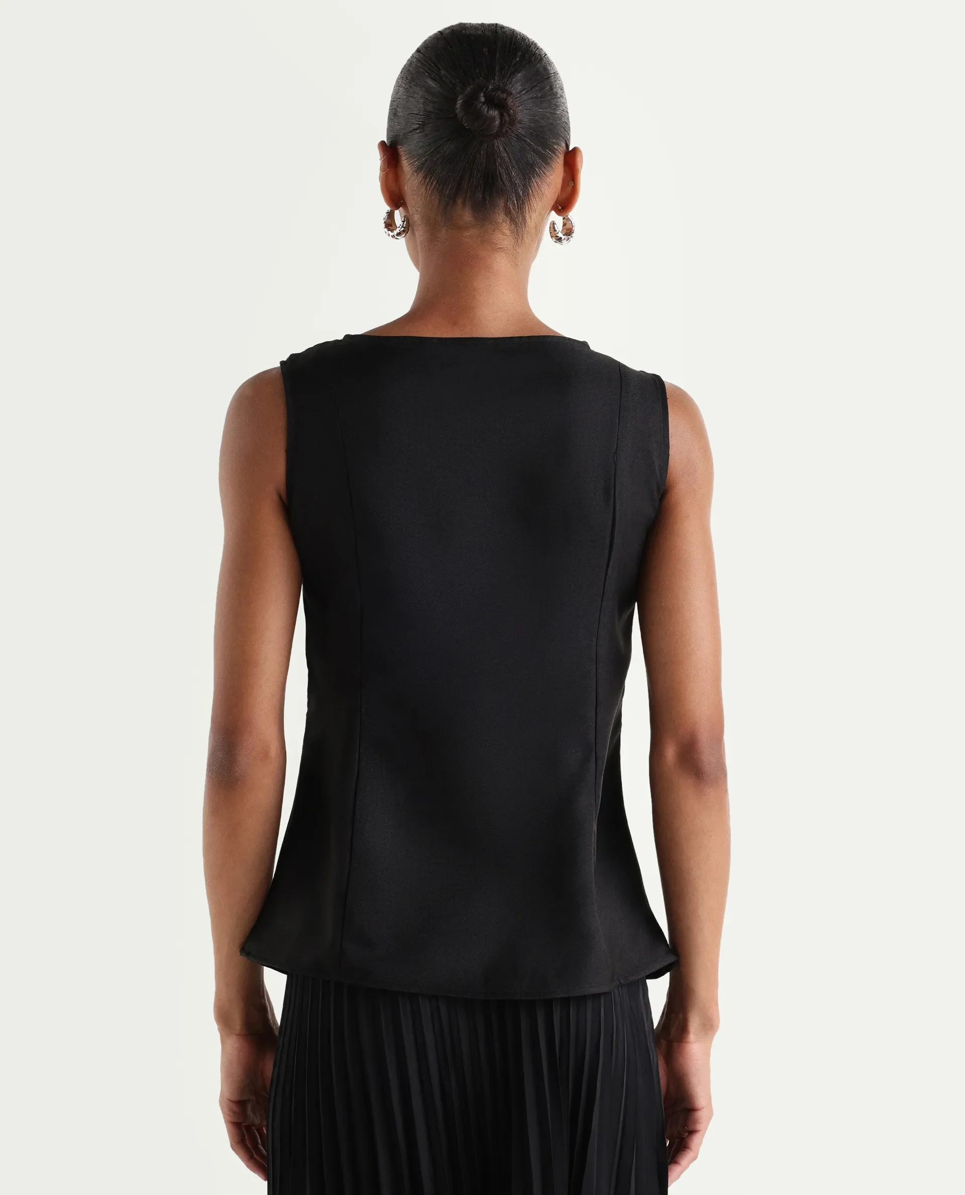 Rareism Women's Valton Black Polyester Sleeveless Regular Fit Plain Top - Image 6