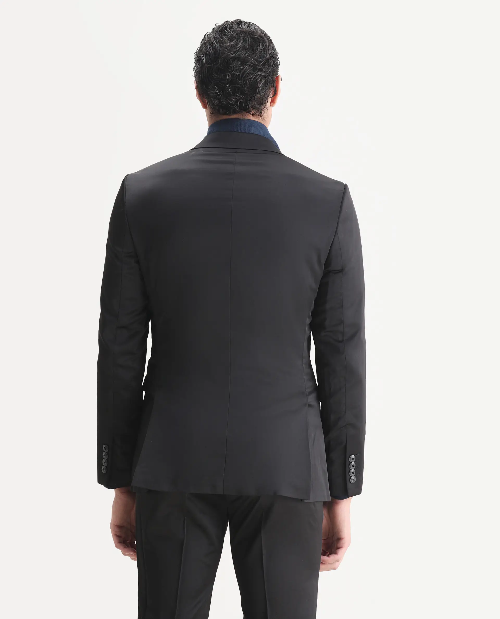 Rare Rabbit Men's Vance Black Satin Plain Tailored Fit Full Sleeve Lapel Neck Suits - Image 7