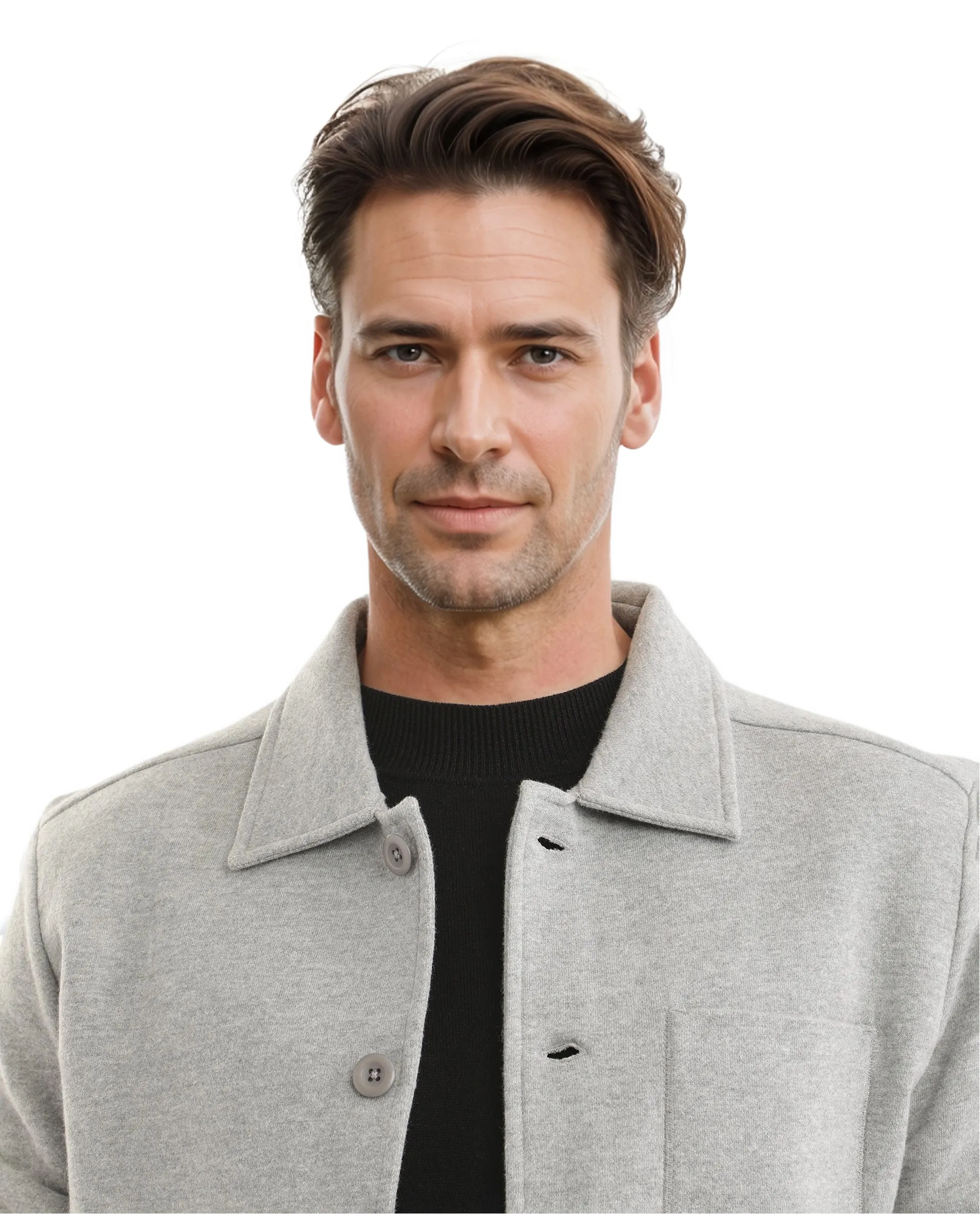 Rare Rabbit Men's Vancouver Grey Polyester Blend Plain Relaxed Fit Full Sleeve Collared Shacket - Image 2