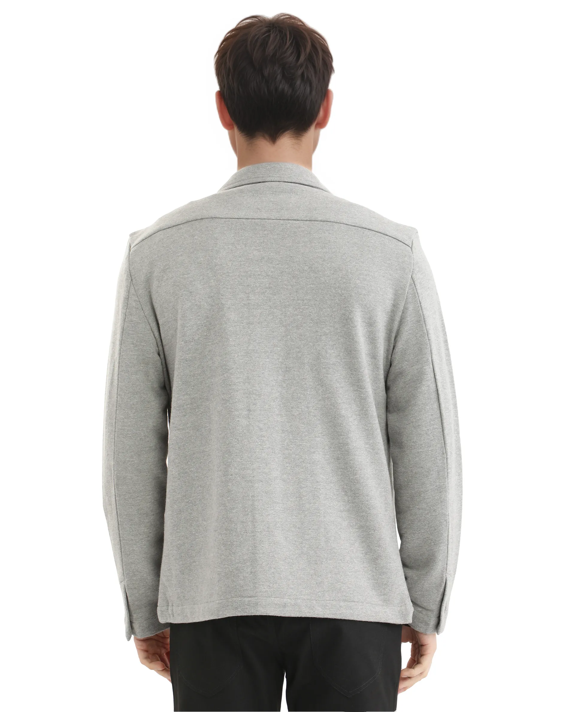 Rare Rabbit Men's Vancouver Grey Polyester Blend Plain Relaxed Fit Full Sleeve Collared Shacket - Image 6