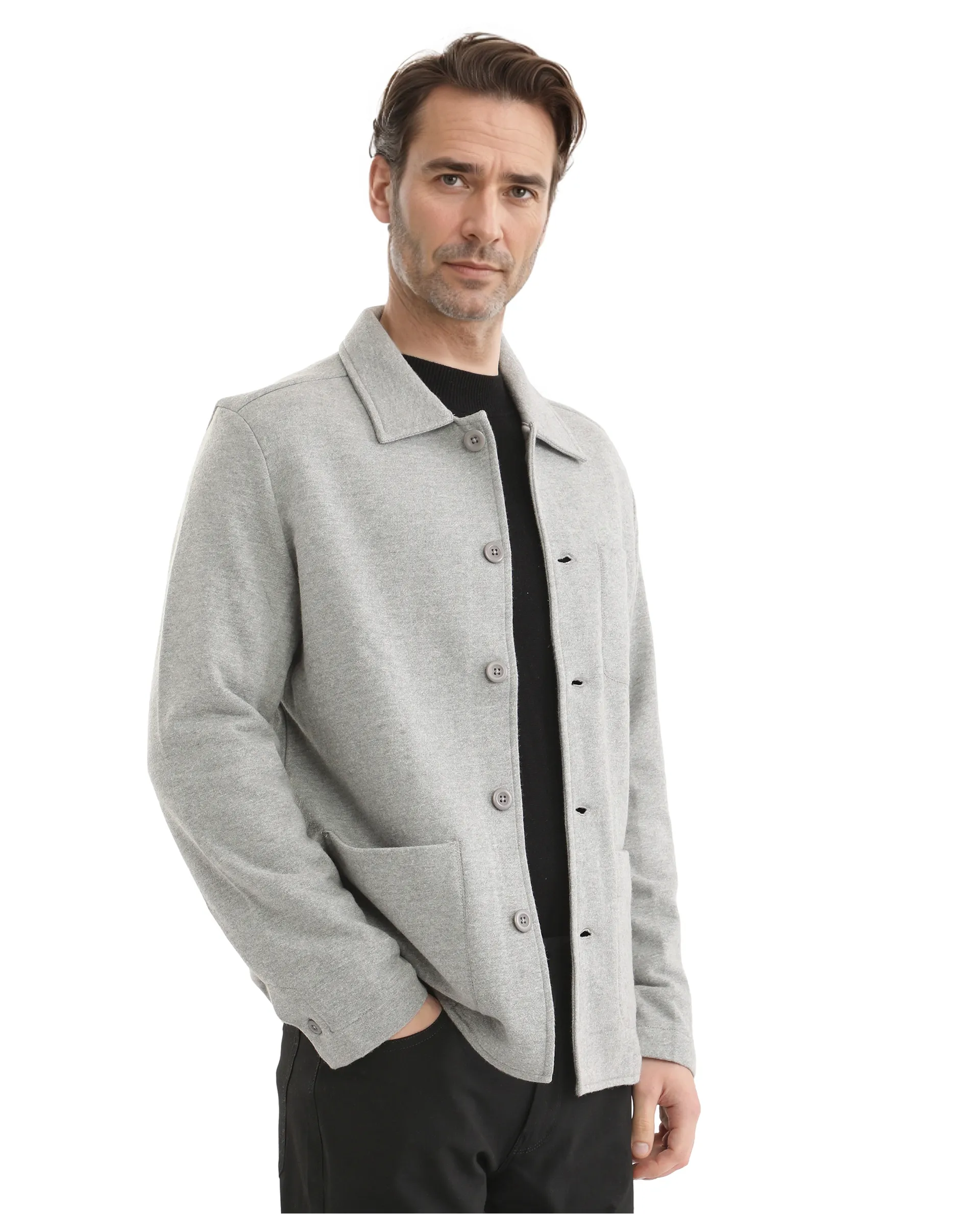 Rare Rabbit Men's Vancouver Grey Polyester Blend Plain Relaxed Fit Full Sleeve Collared Shacket - Image 8
