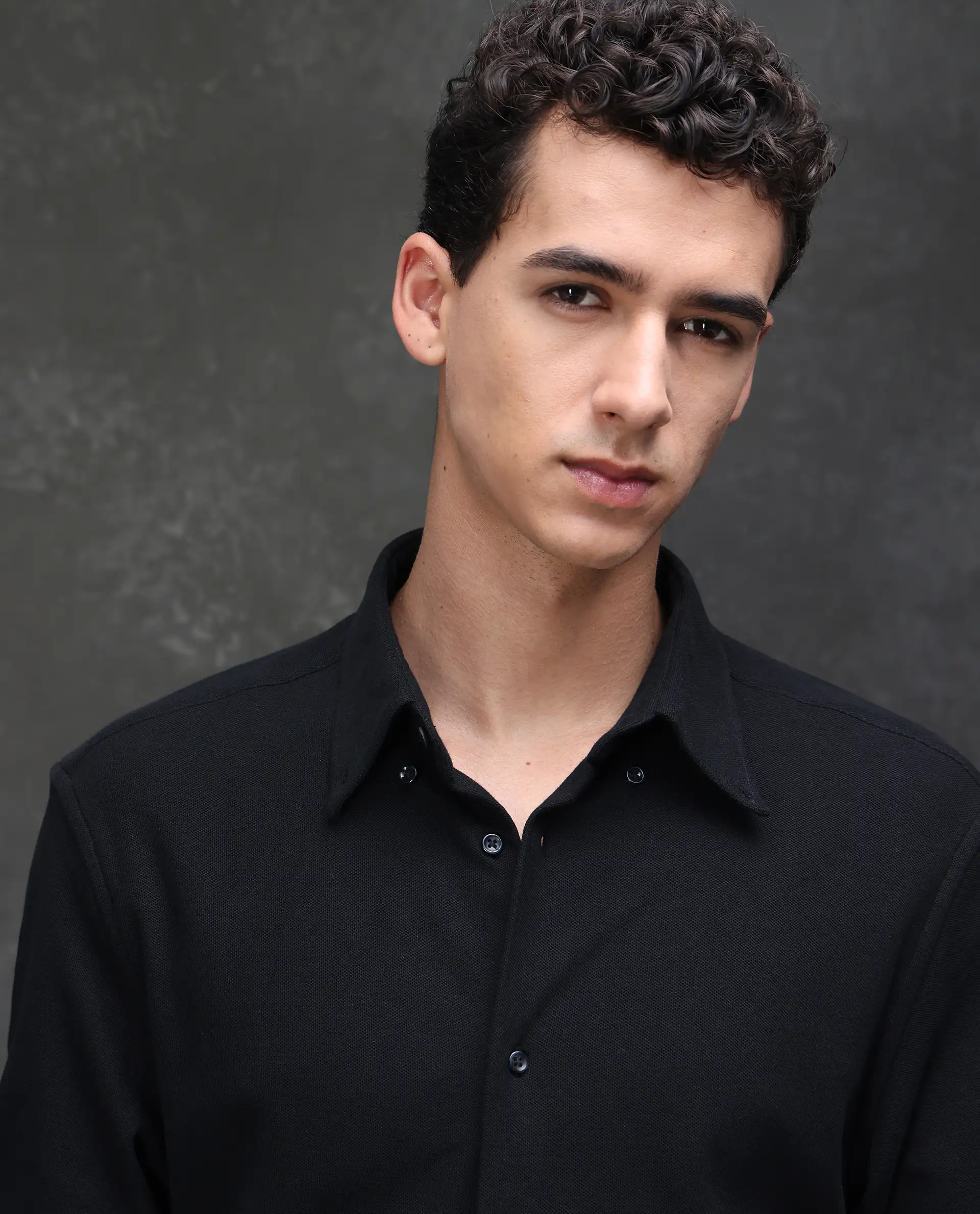 Rare Rabbit Men's Vane-25 Black Cotton Plain Regular Fit Full Sleeve Button-Down Collar Shirt - Image 6