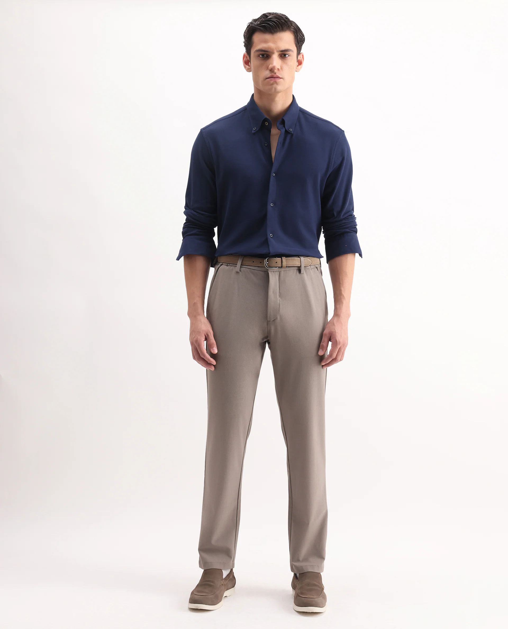 Rare Rabbit Men's Vane-25 Blue Cotton Plain Regular Fit Full Sleeve Collared Shirt - Image 2