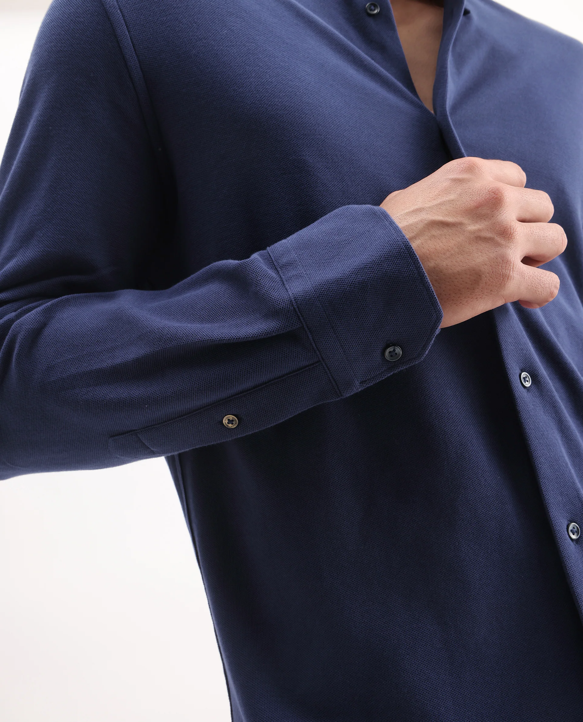 Rare Rabbit Men's Vane-25 Blue Cotton Plain Regular Fit Full Sleeve Collared Shirt - Image 3