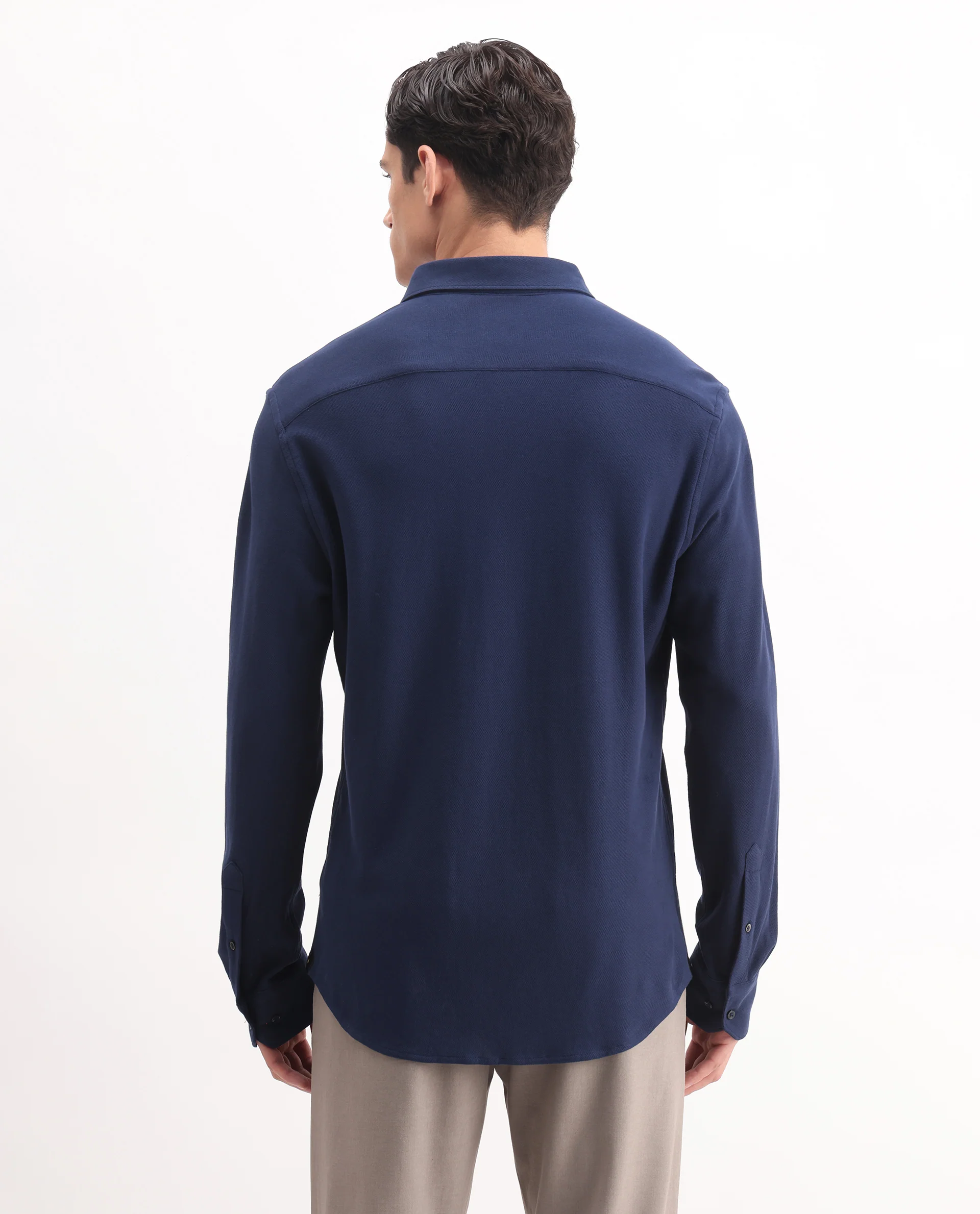 Rare Rabbit Men's Vane-25 Blue Cotton Plain Regular Fit Full Sleeve Collared Shirt - Image 6