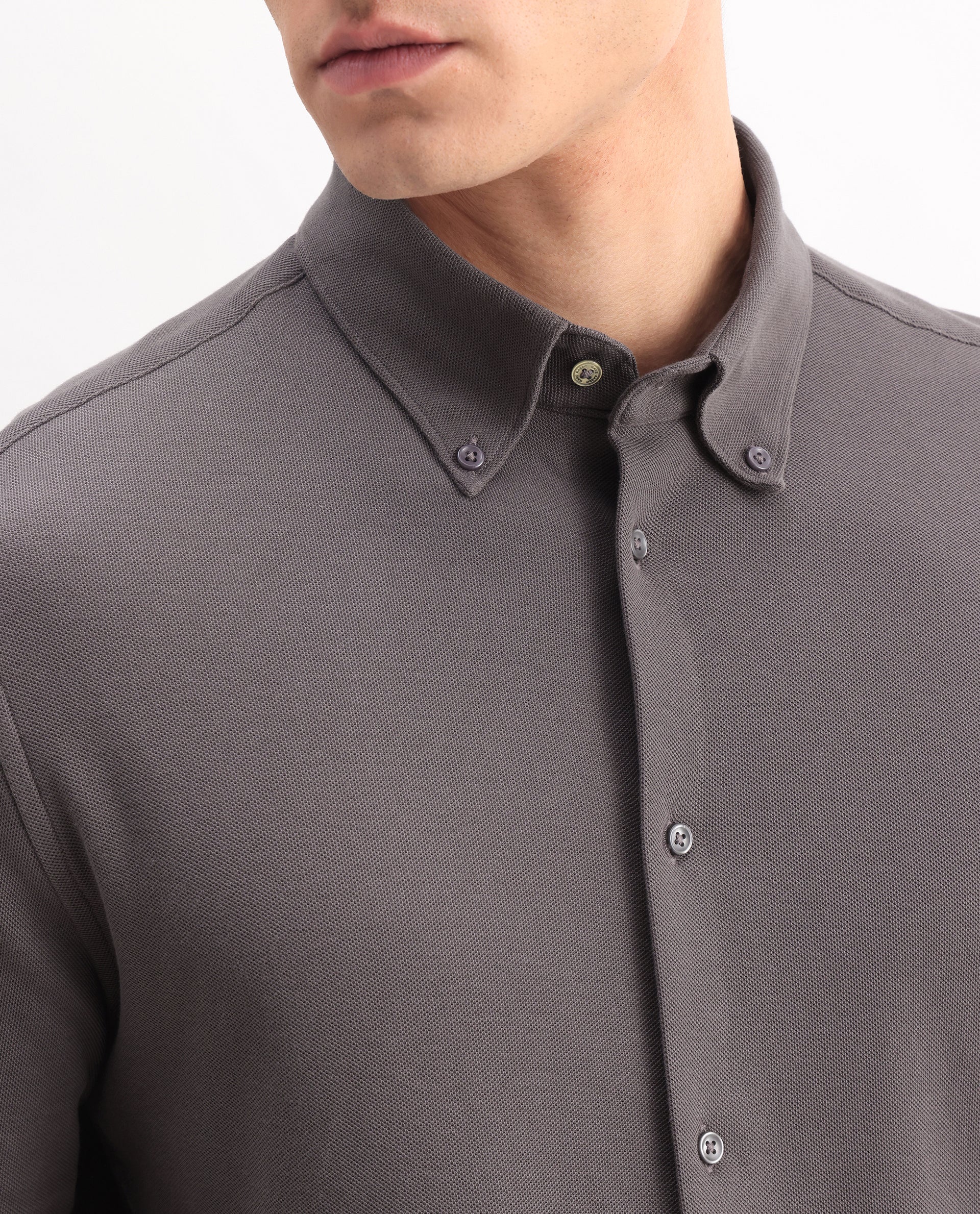 Rare Rabbit Men's Vane-25 Dusky Brown Cotton Plain Regular Fit Full Sleeve Button-Down Collar Shirt - Image 3