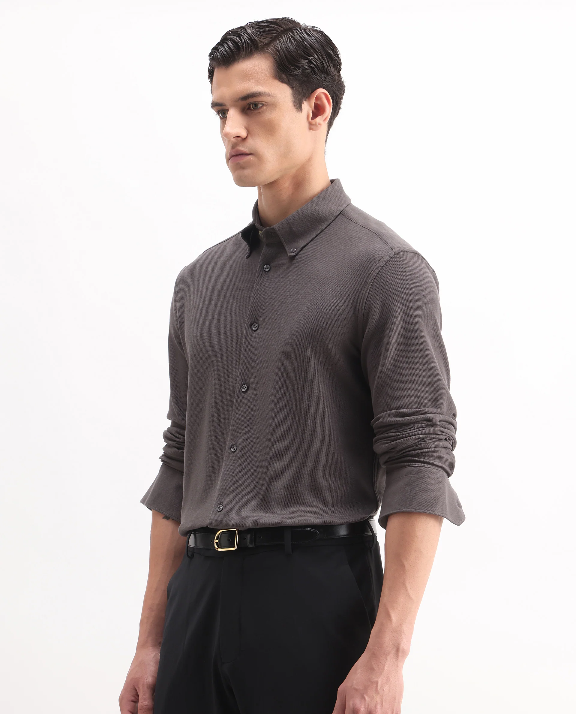 Rare Rabbit Men's Vane-25 Dusky Brown Cotton Plain Regular Fit Full Sleeve Button-Down Collar Shirt - Image 4