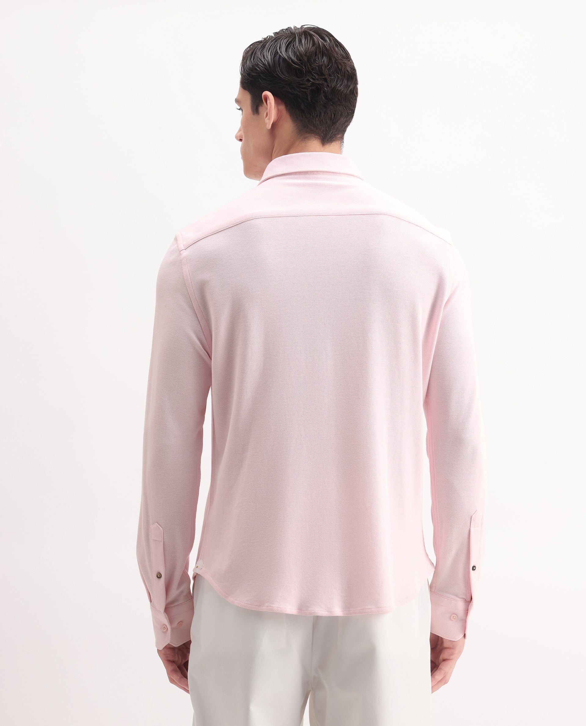 Rare Rabbit Men's Vane-25 Light Pink Cotton Plain Regular Fit Full Sleeve Button-Down Collar Shirt - Image 8