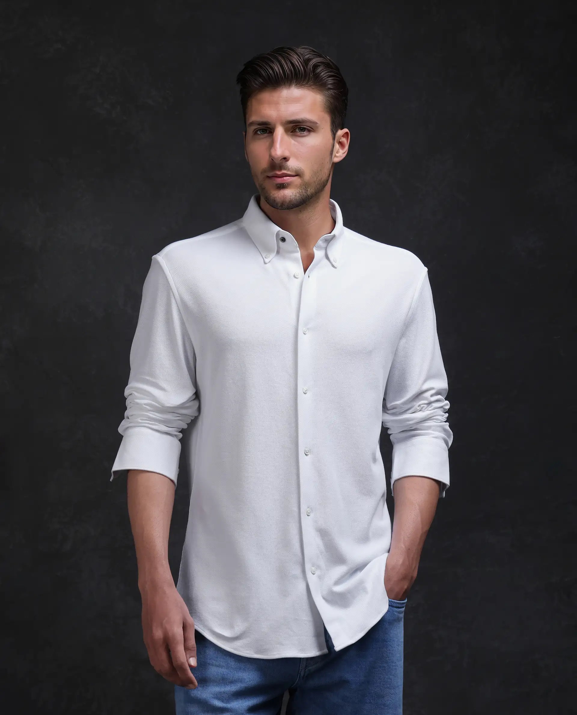 Rare Rabbit Men's Vane-25 White Cotton Plain Regular Fit Full Sleeve Collared Shirt - Image 4