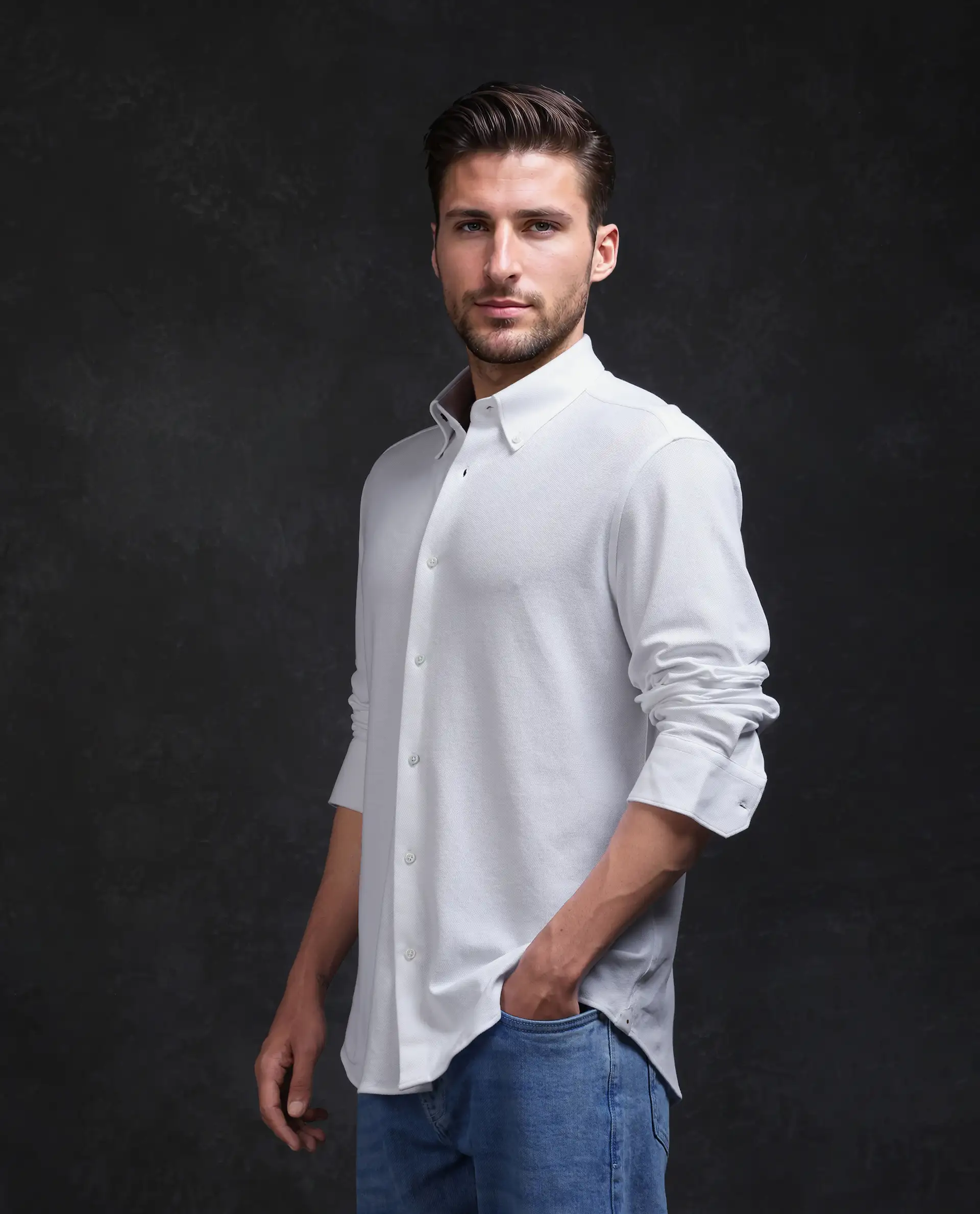 Rare Rabbit Men's Vane-25 White Cotton Plain Regular Fit Full Sleeve Collared Shirt - Image 5