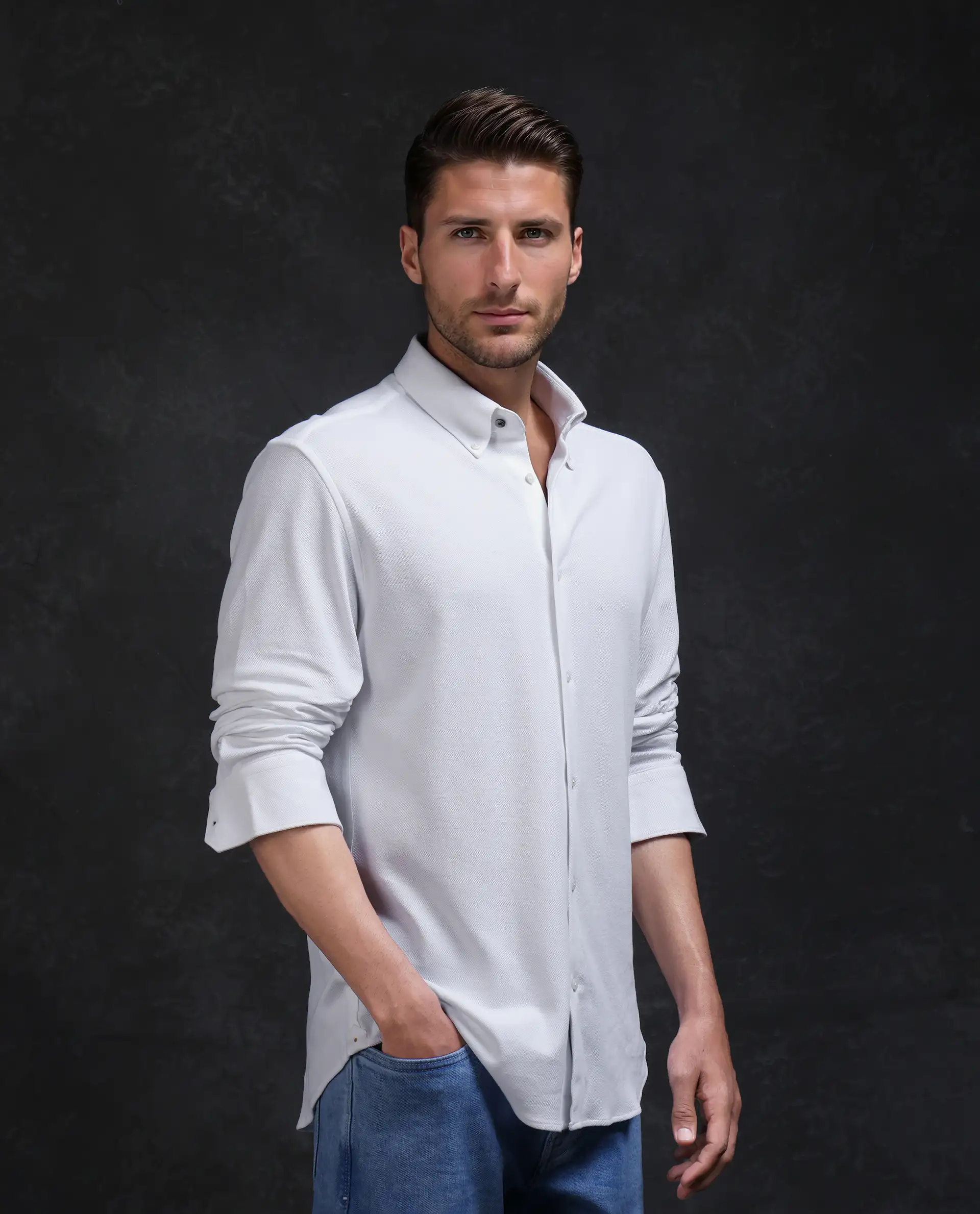 Rare Rabbit Men's Vane-25 White Cotton Plain Regular Fit Full Sleeve Collared Shirt - Image 6