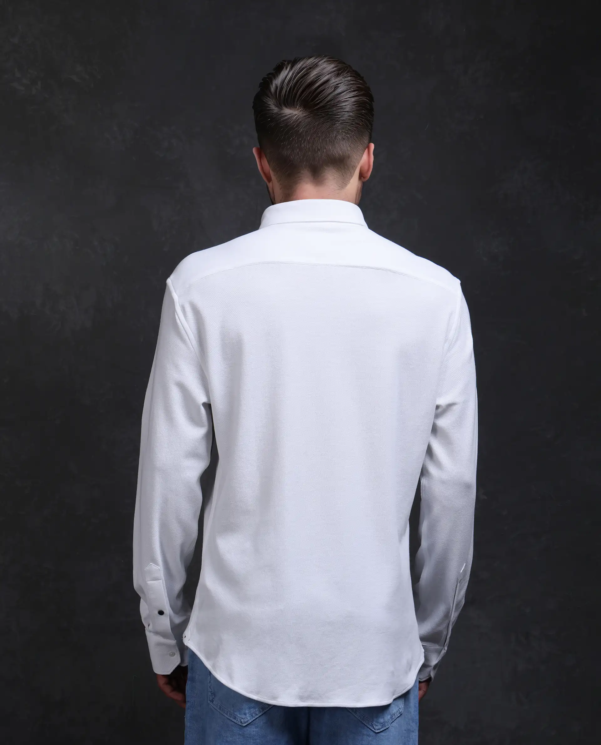 Rare Rabbit Men's Vane-25 White Cotton Plain Regular Fit Full Sleeve Collared Shirt - Image 8