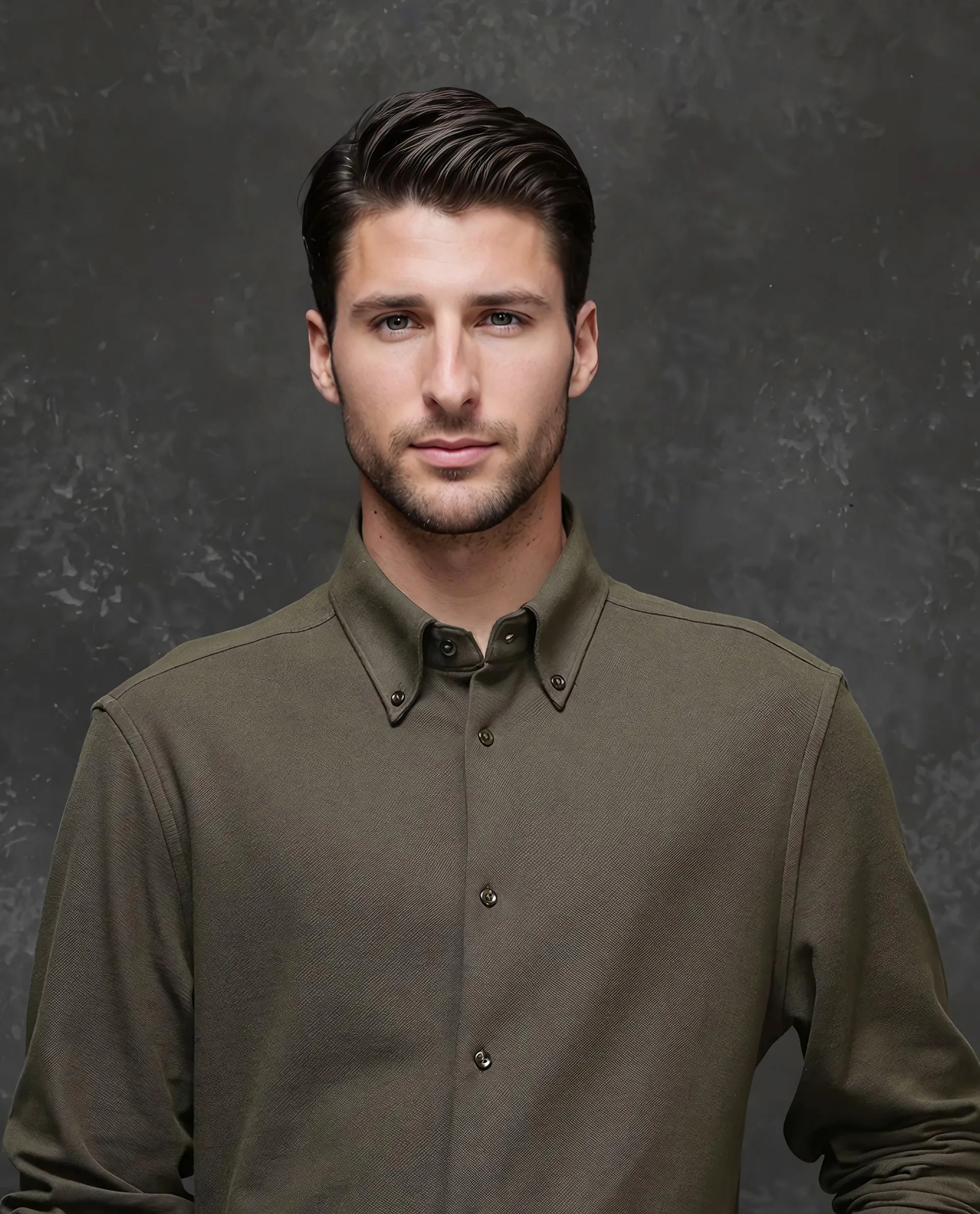 Rare Rabbit Men's Vane Dark Olive Cotton Plain Regular Fit Full Sleeve Button-Down Collar Shirt - Image 2