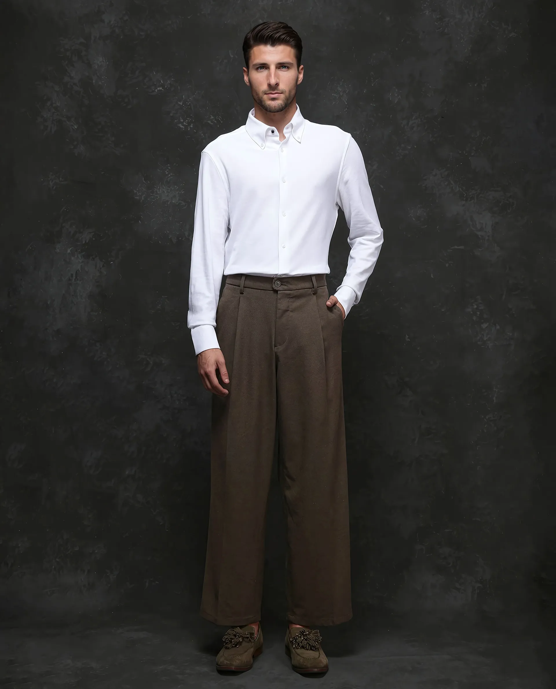 Rare Rabbit Men's Vane White Cotton Plain Regular Fit Full Sleeve Button-Down Collar Shirt - Image 2