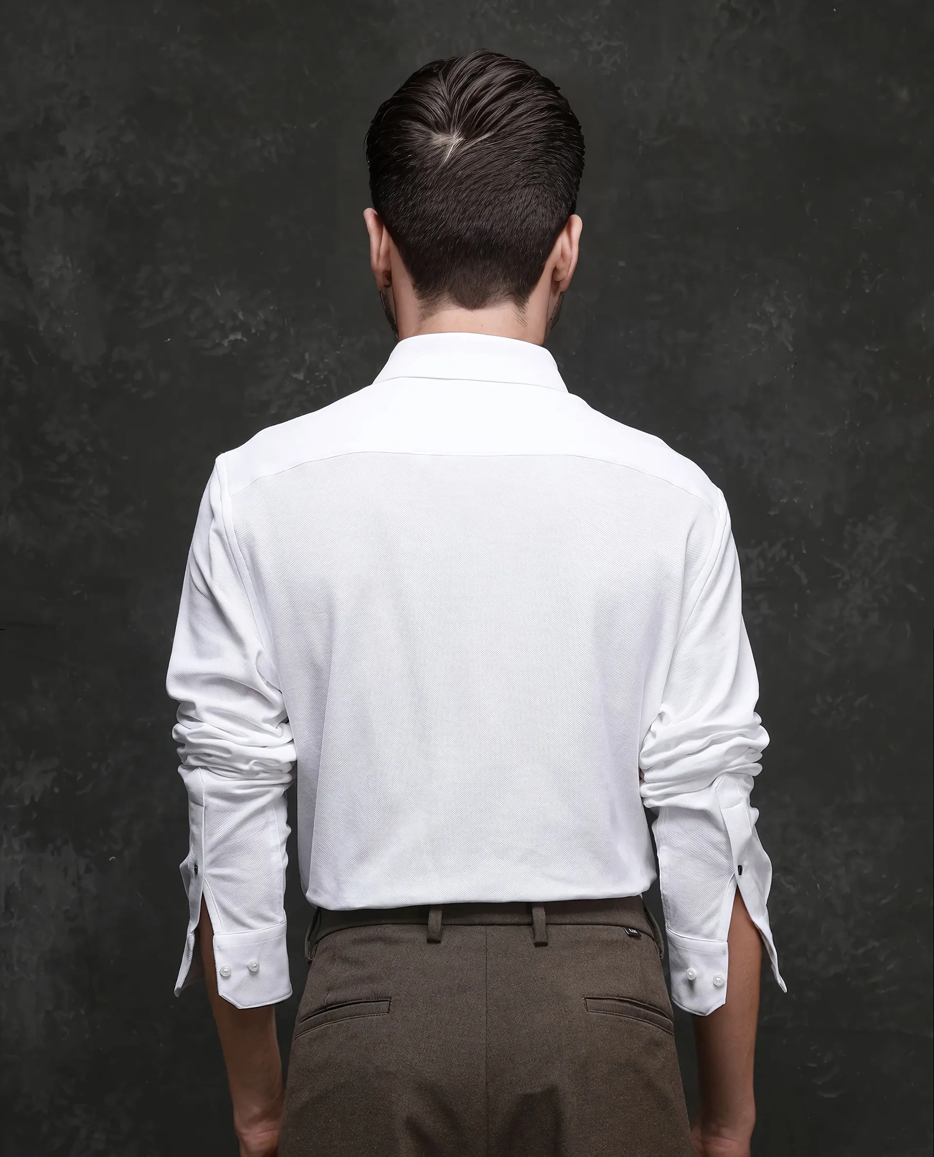 Rare Rabbit Men's Vane White Cotton Plain Regular Fit Full Sleeve Button-Down Collar Shirt - Image 4