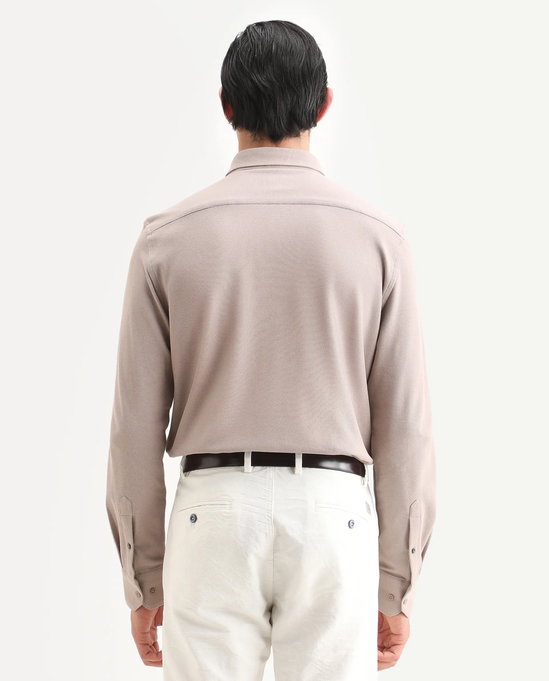 Rare Rabbit Men's Vane-Ss26 Beige Cotton Fabric Full Sleeve Regular Fit Plain Shirt - Image 6