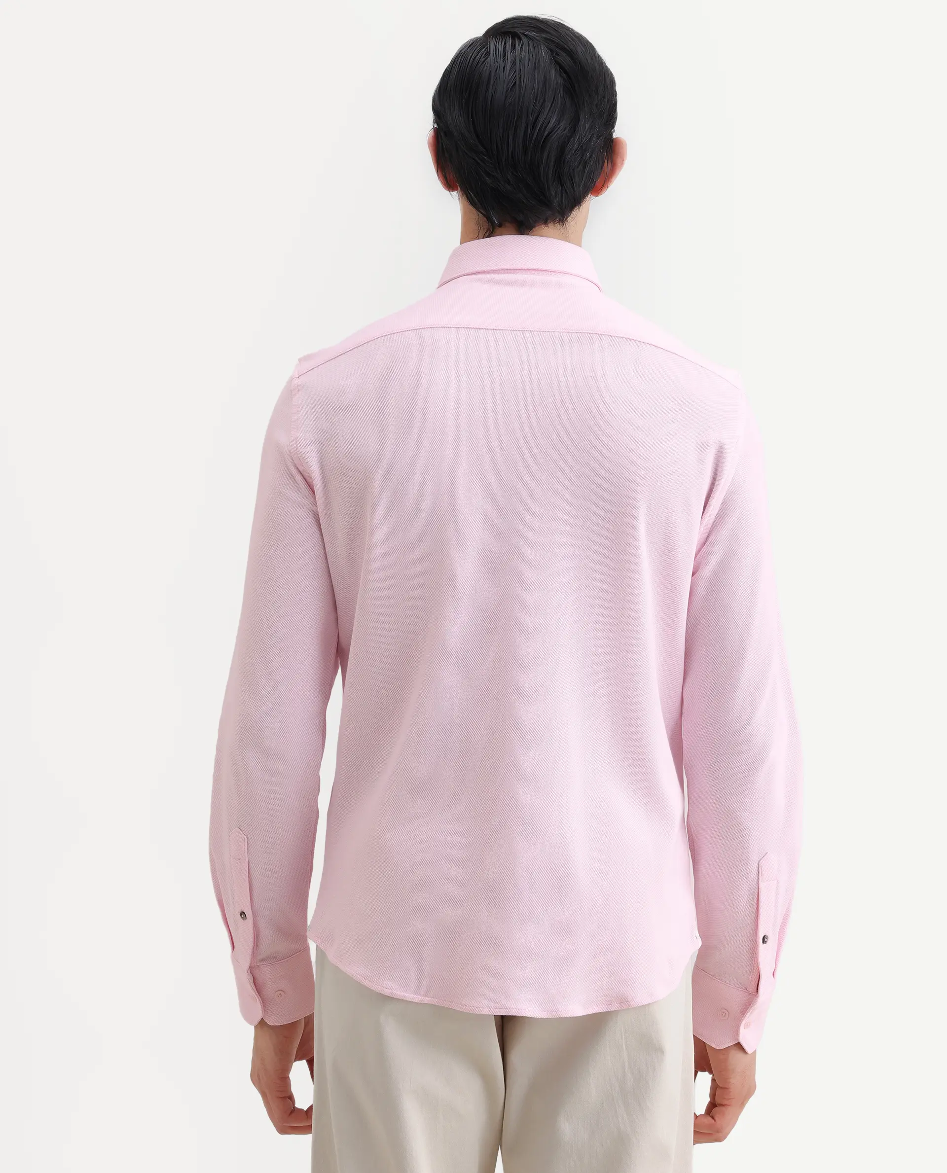 Rare Rabbit Men's Vane-Ss26 Light Pink Cotton Fabric Full Sleeve Regular Fit Plain Shirt - Image 7