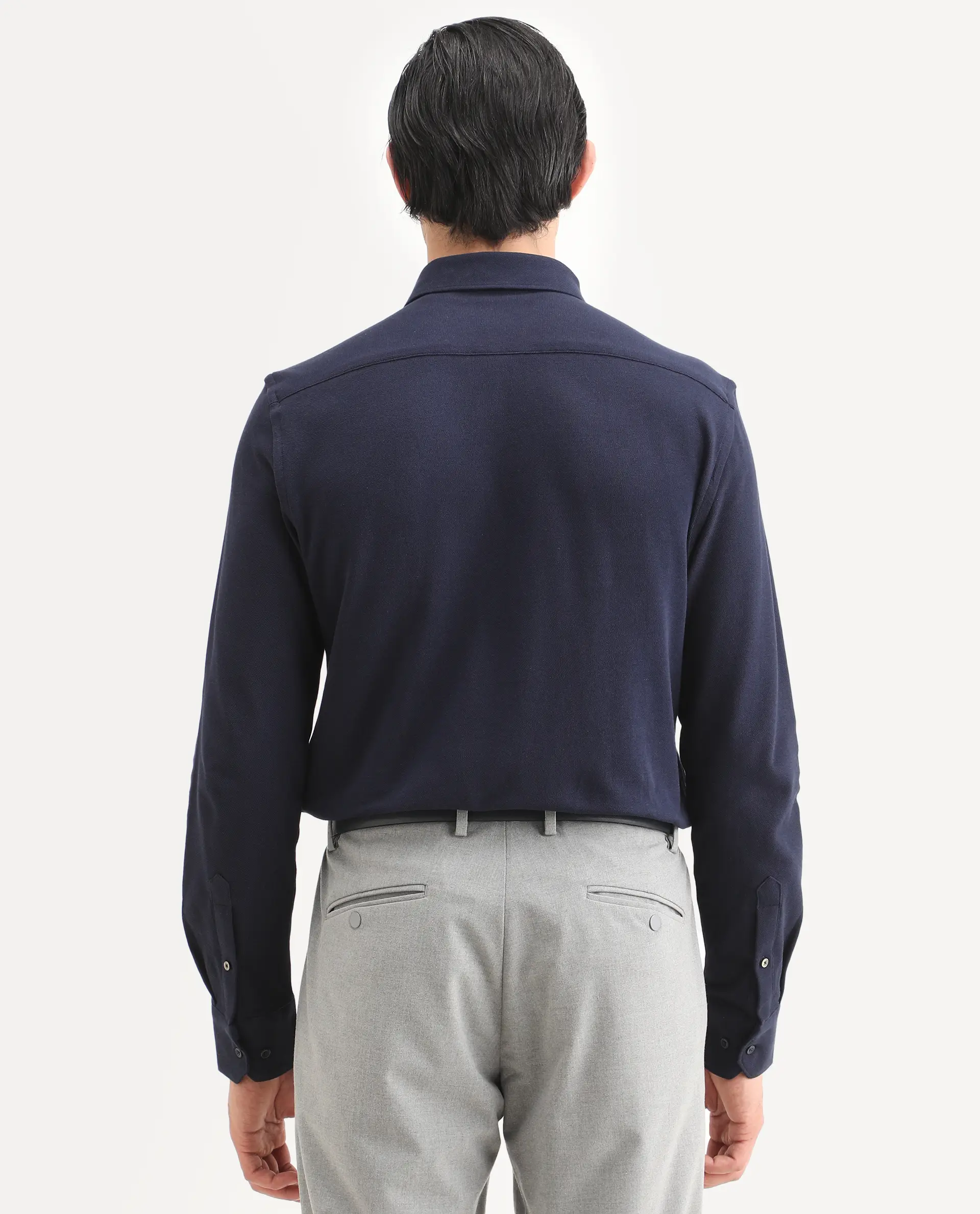 Rare Rabbit Men's Vane-Ss26 Navy Cotton Fabric Full Sleeve Regular Fit Plain Shirt - Image 7