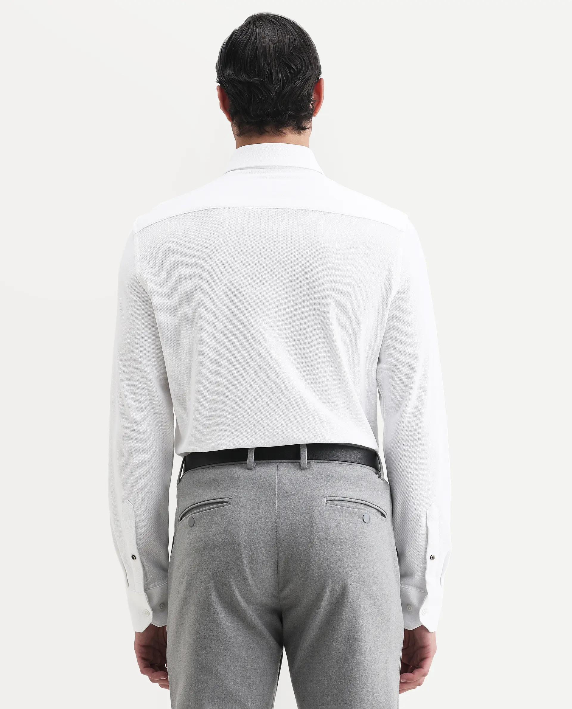 Rare Rabbit Men's Vane-Ss26 White Cotton Fabric Full Sleeve Regular Fit Plain Shirt - Image 8