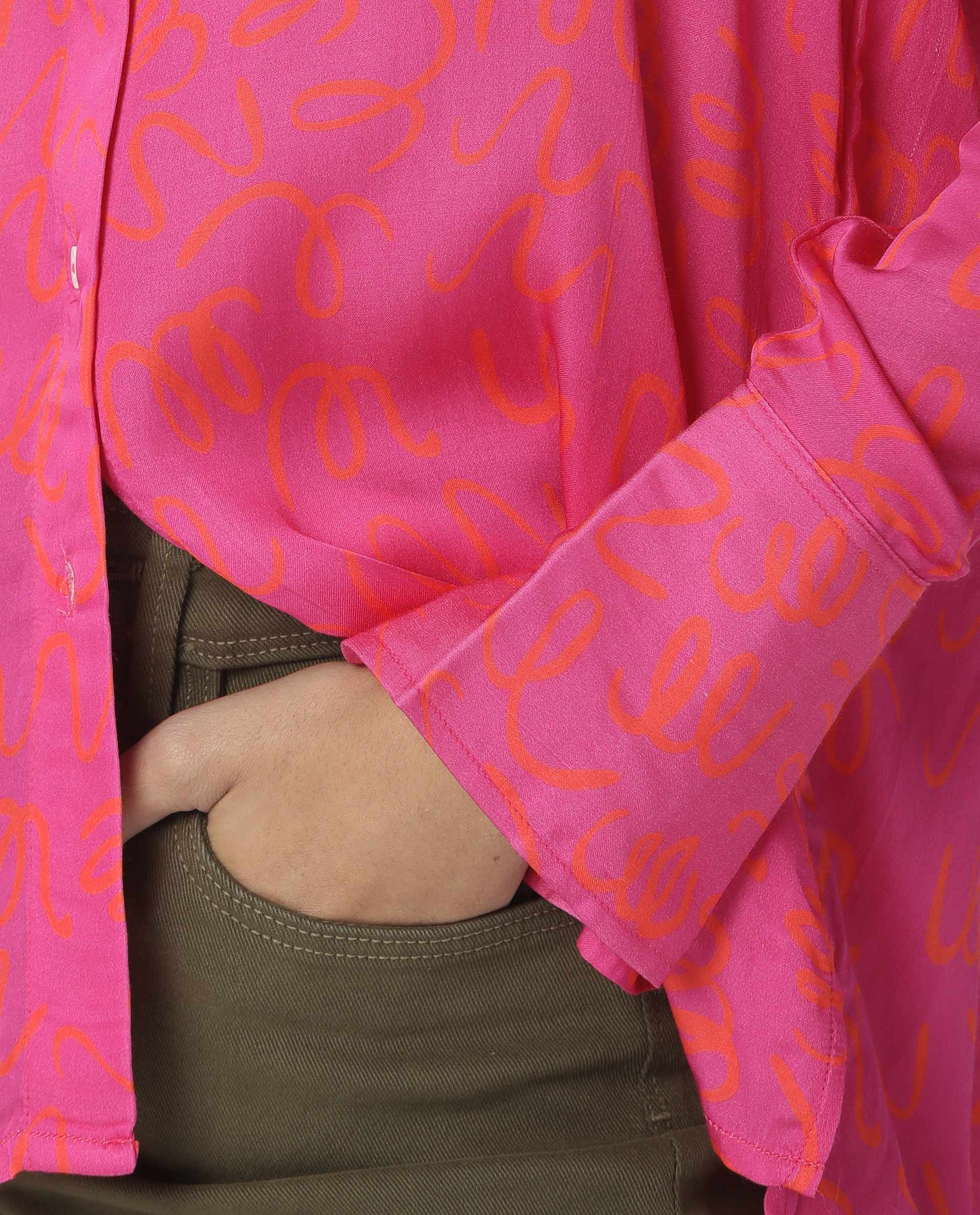 Rareism Womens Vani Pink Dress Modal Fabric Regular Fit Cuffed Sleeve Collared Neck - Image 7
