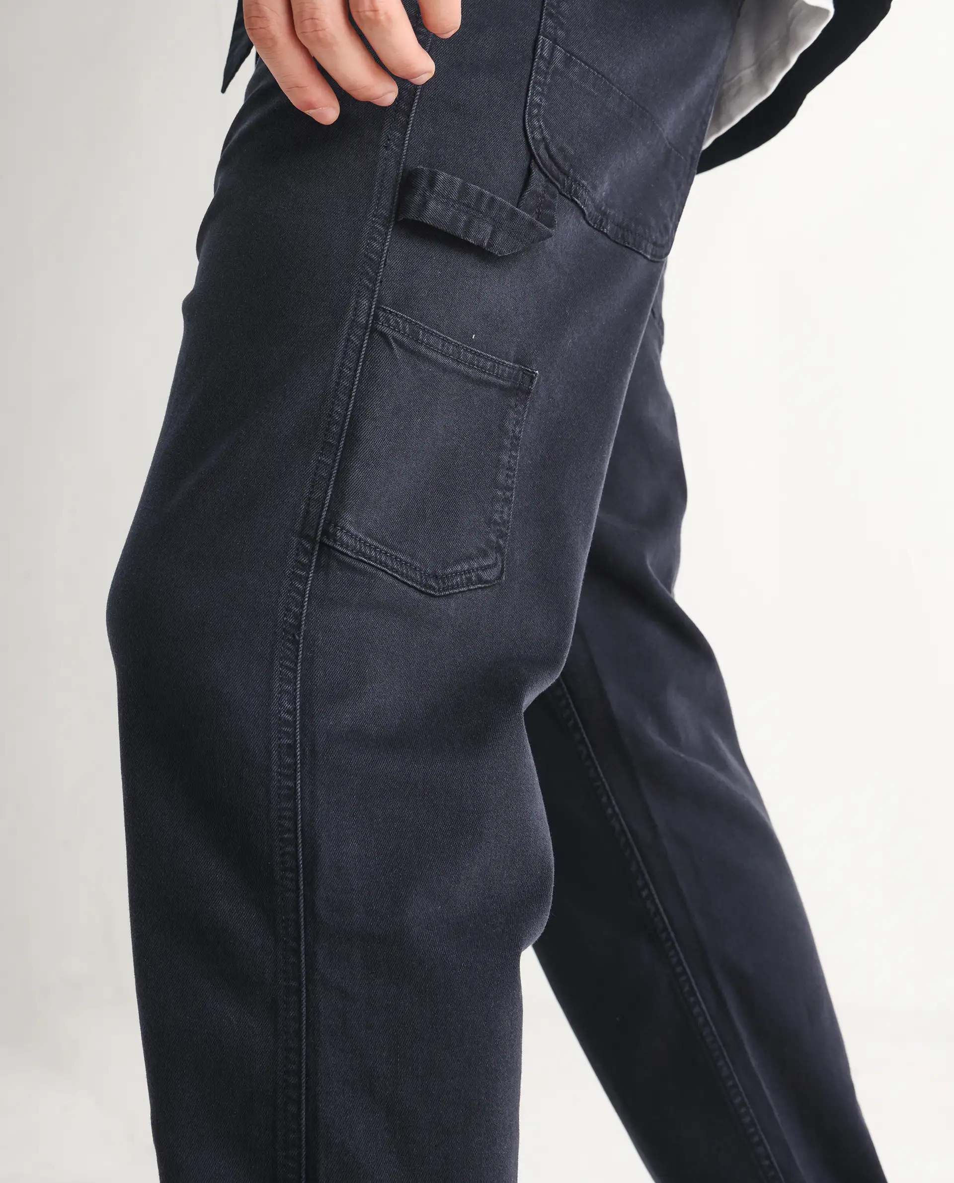 Rare Rabbit Men's Vannes Dark Navy Cotton Plain Carpenter Fit Jeans - Image 2