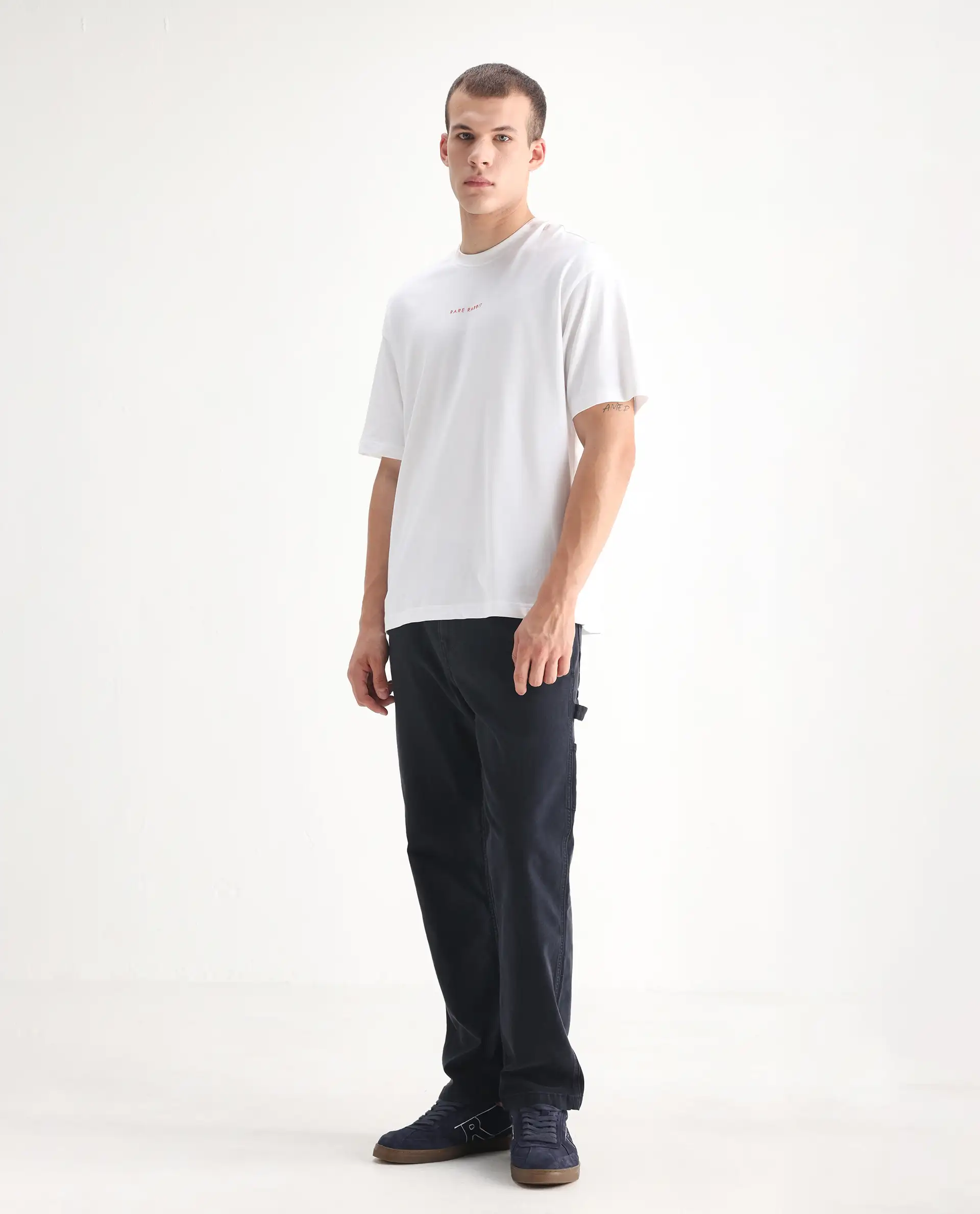 Rare Rabbit Men's Vannes Dark Navy Cotton Plain Carpenter Fit Jeans - Image 5