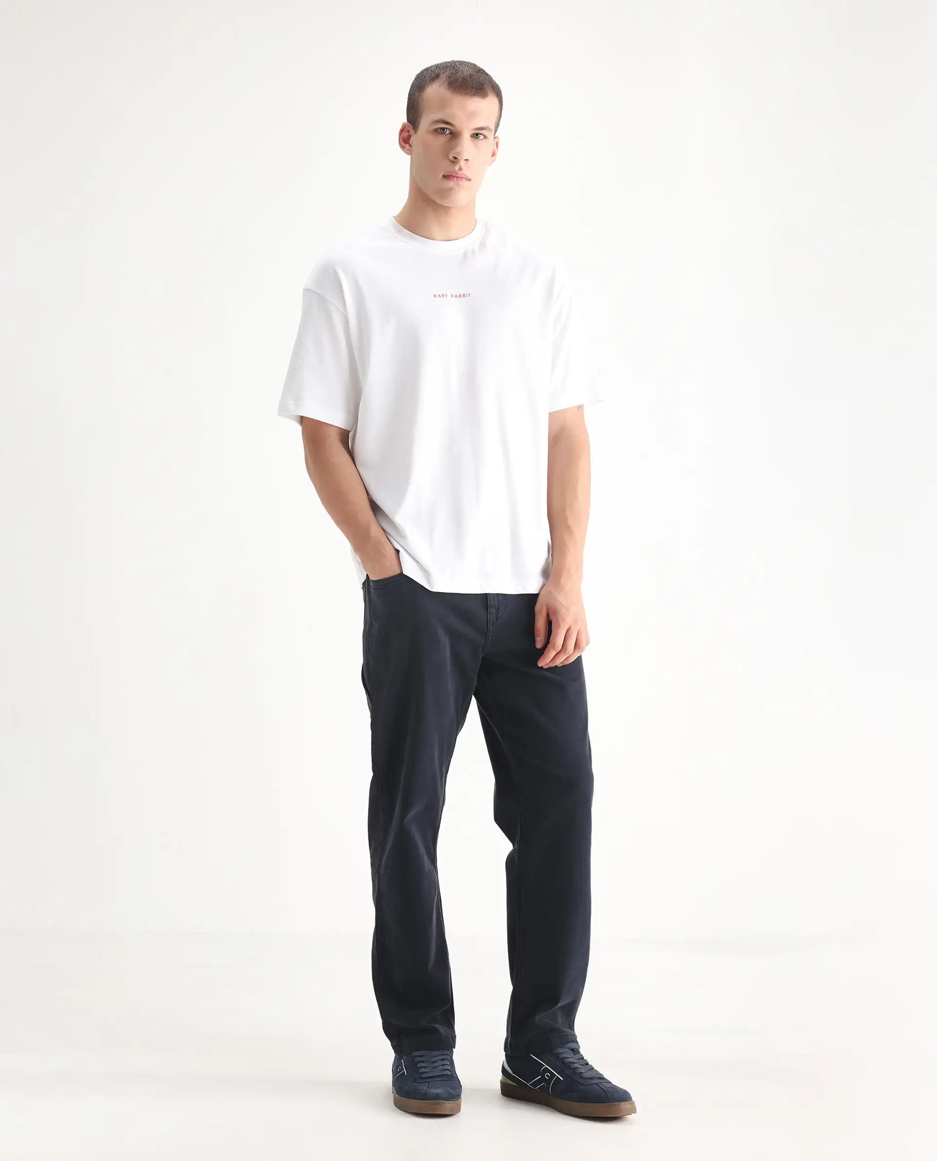 Rare Rabbit Men's Vannes Dark Navy Cotton Plain Carpenter Fit Jeans - Image 6