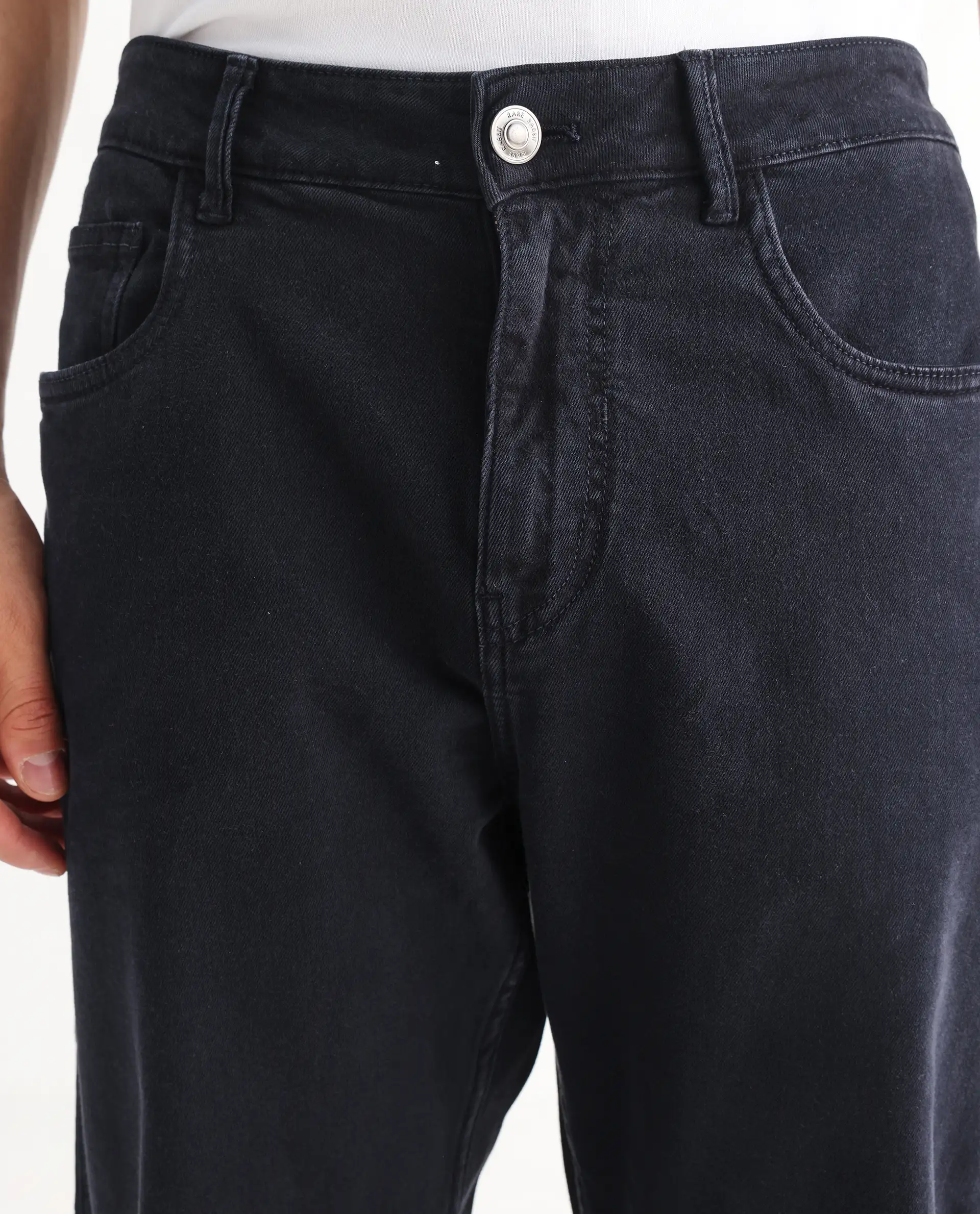 Rare Rabbit Men's Vannes Dark Navy Cotton Plain Carpenter Fit Jeans - Image 7