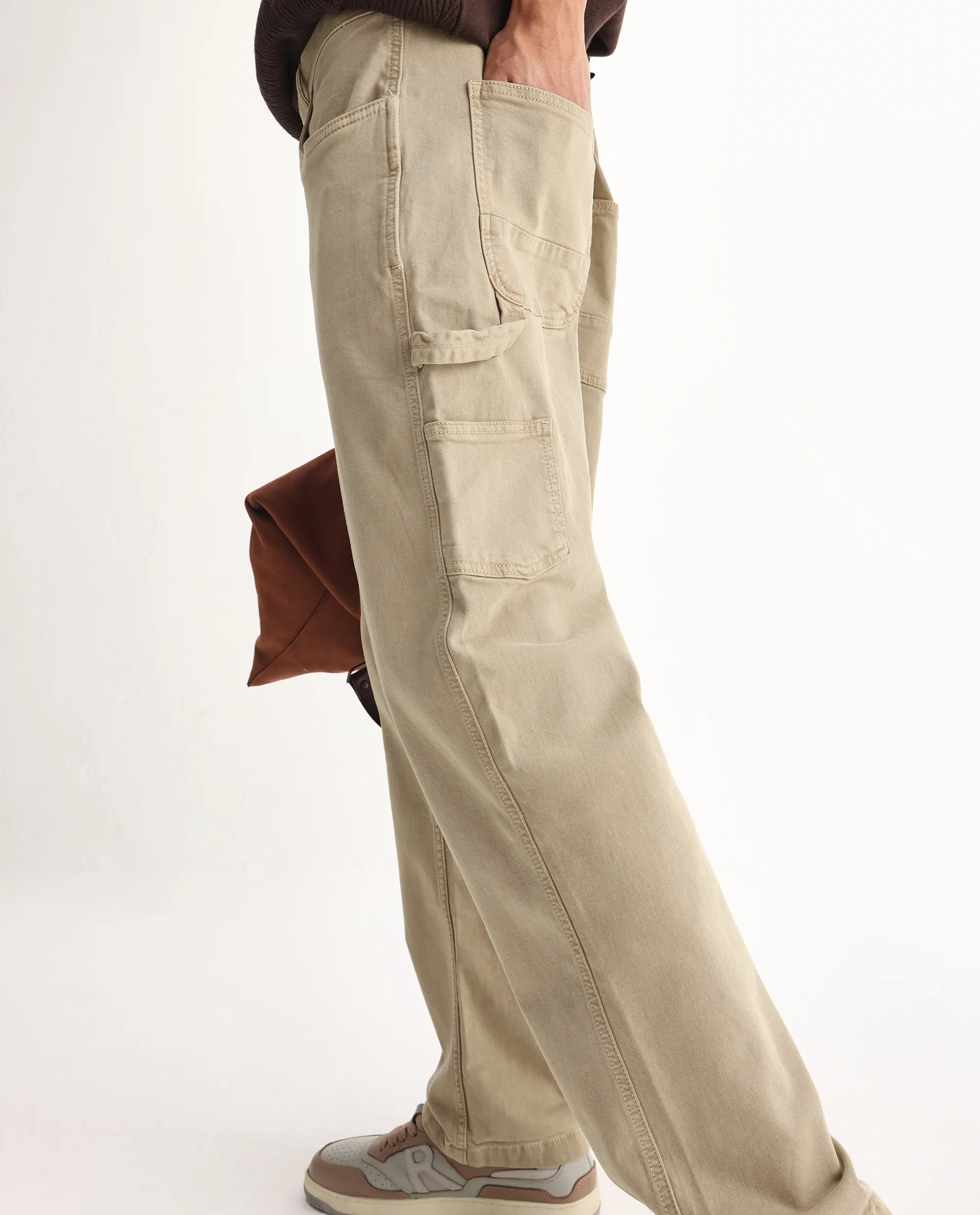 Rare Rabbit Men's Vannes Light Green Cotton Plain Loose Fit Jeans - Image 2