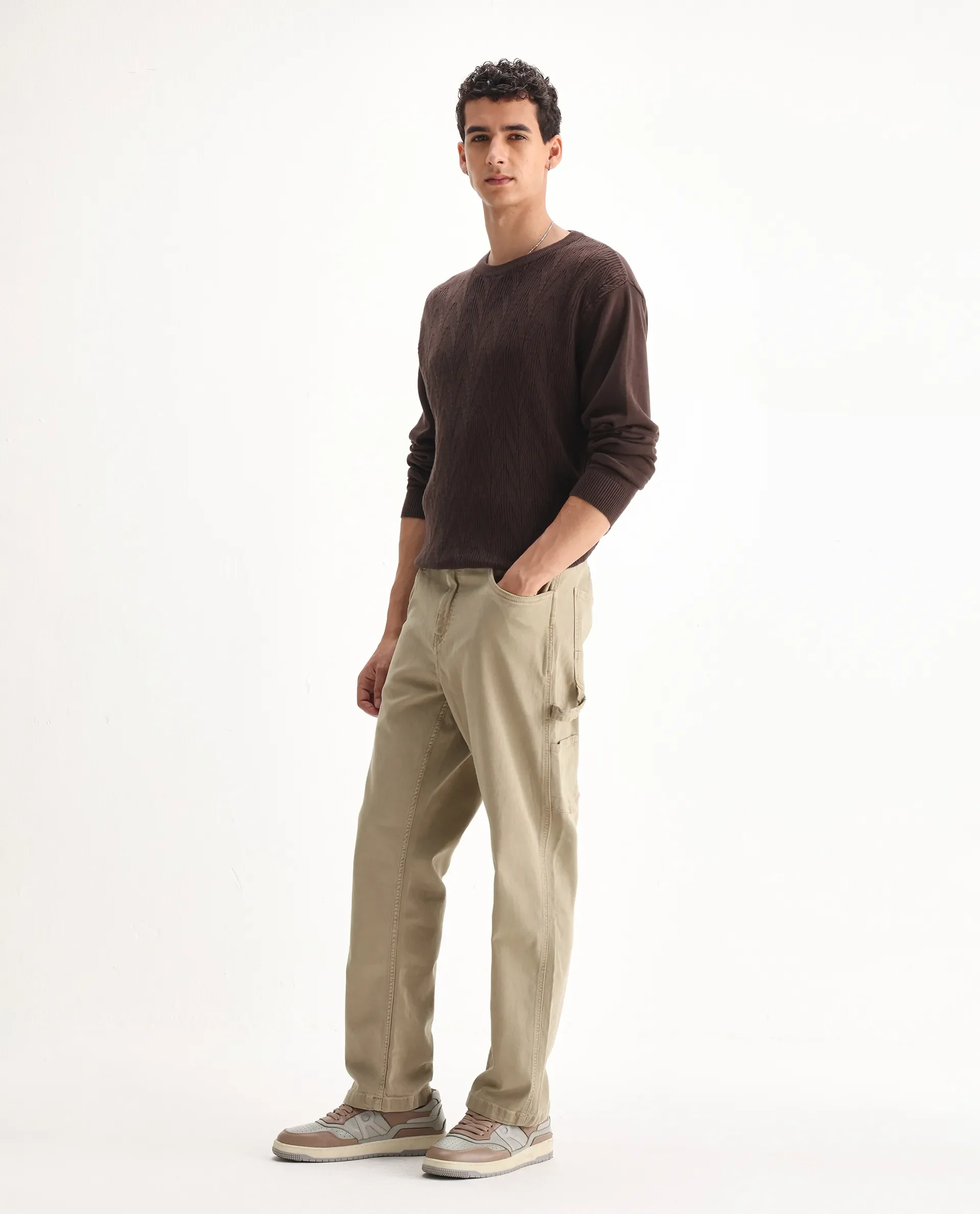 Rare Rabbit Men's Vannes Light Green Cotton Plain Loose Fit Jeans - Image 3