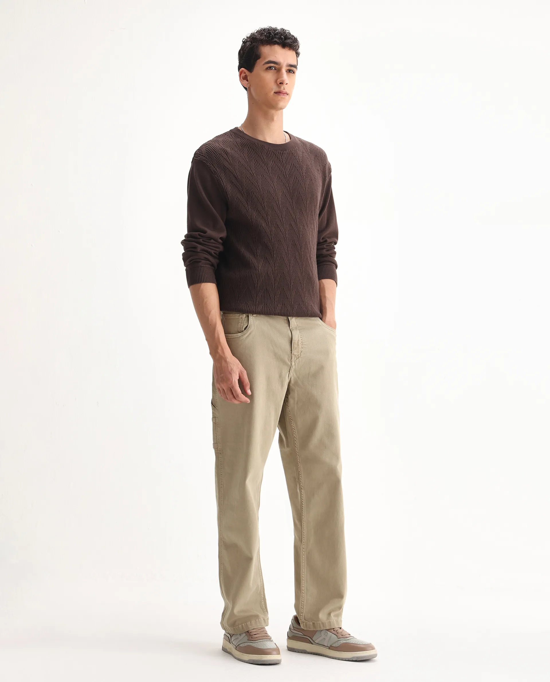 Rare Rabbit Men's Vannes Light Green Cotton Plain Loose Fit Jeans - Image 5