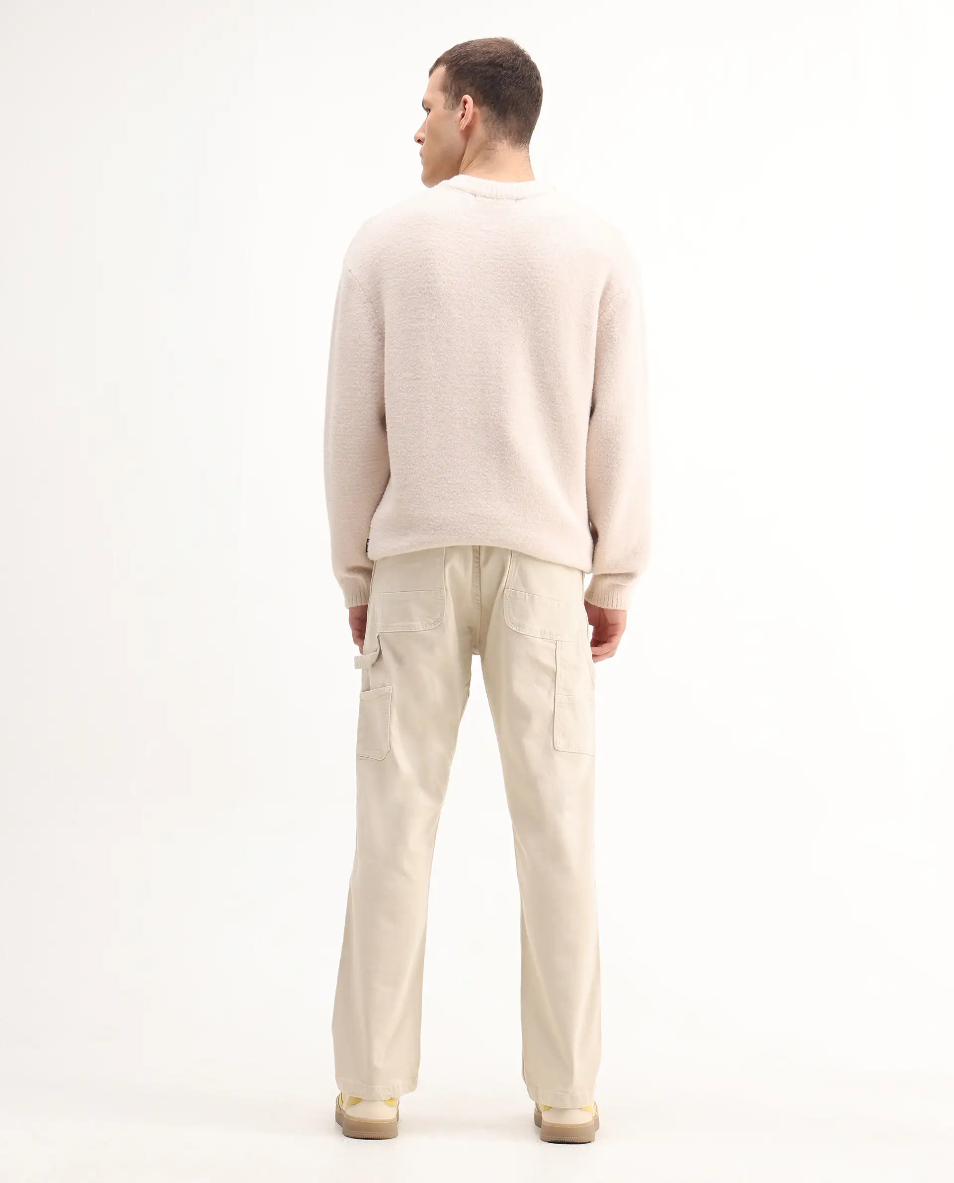 Rare Rabbit Men's Vannes Off White Cotton Plain Carpenter Fit Jeans - Image 7