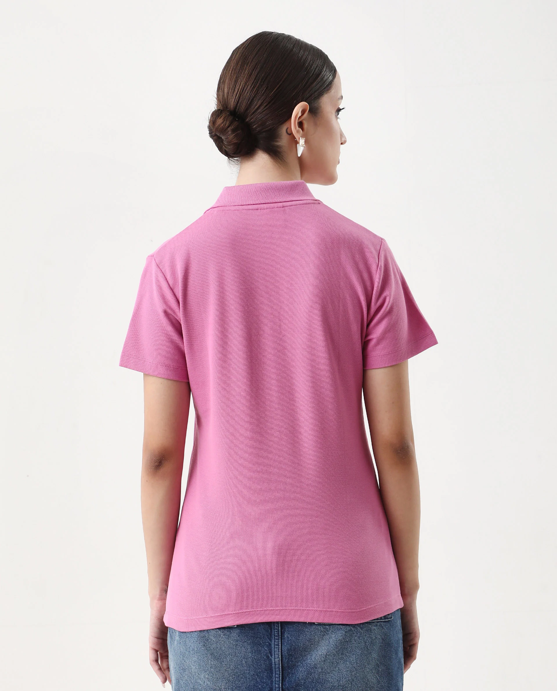 Rareism Women's Vano Pink Cotton Crew Neck Graphic Print Oversized Polo - Image 7
