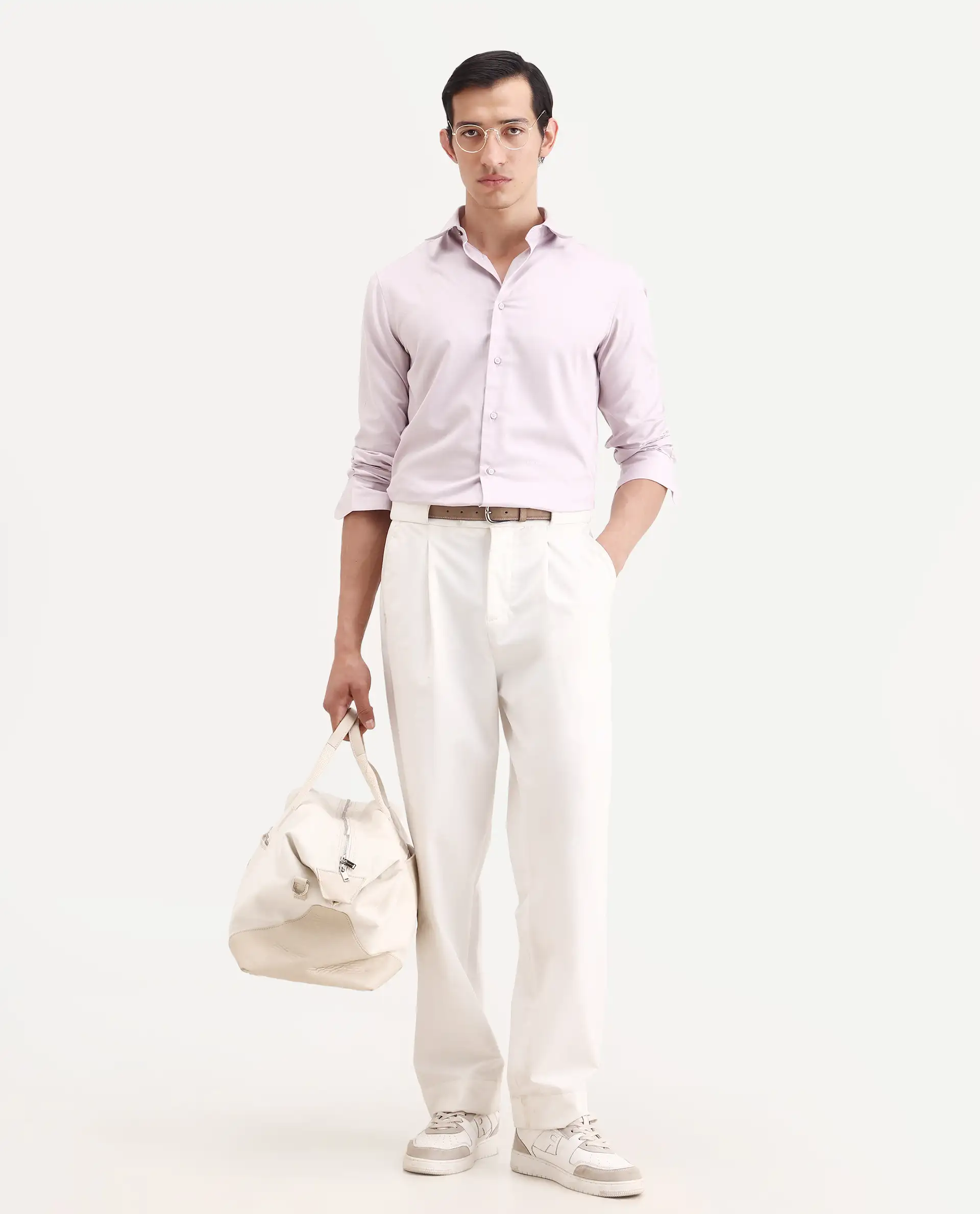 Rare Rabbit Men's Vansh Dusky Purple Polyester Blend Fabric Spread Collar Regular Fit Plain Shirt - Image 2