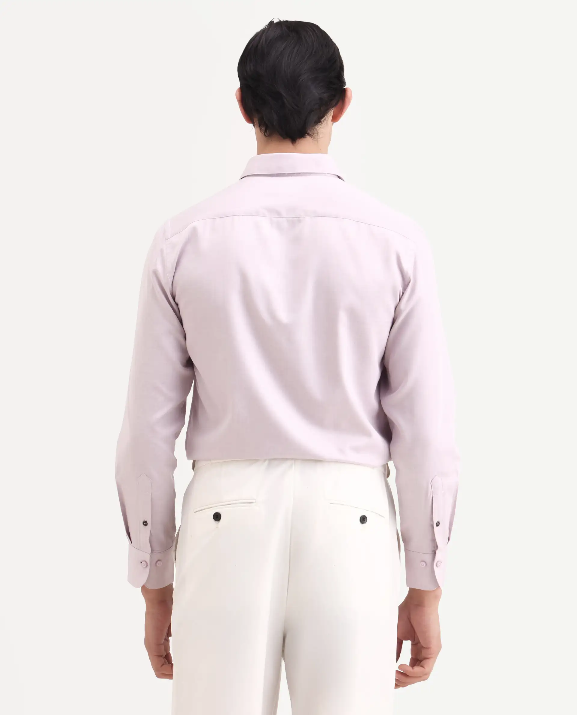Rare Rabbit Men's Vansh Dusky Purple Polyester Blend Fabric Spread Collar Regular Fit Plain Shirt - Image 7