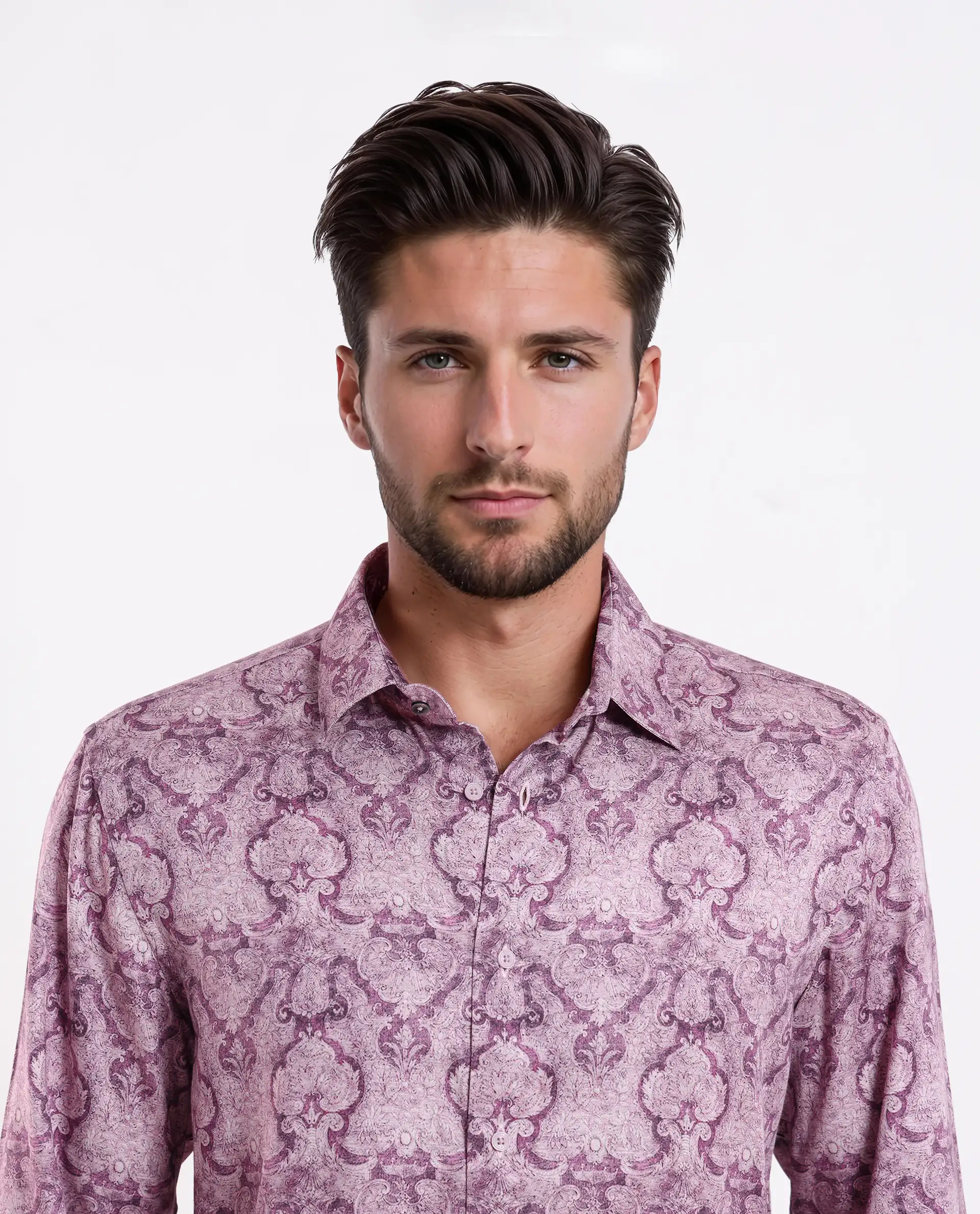 Rare Rabbit Men's Vanto 1 Purple Cotton Blend Fabric Full Sleeve Collared Neck Paisley Print Shirt - Image 6