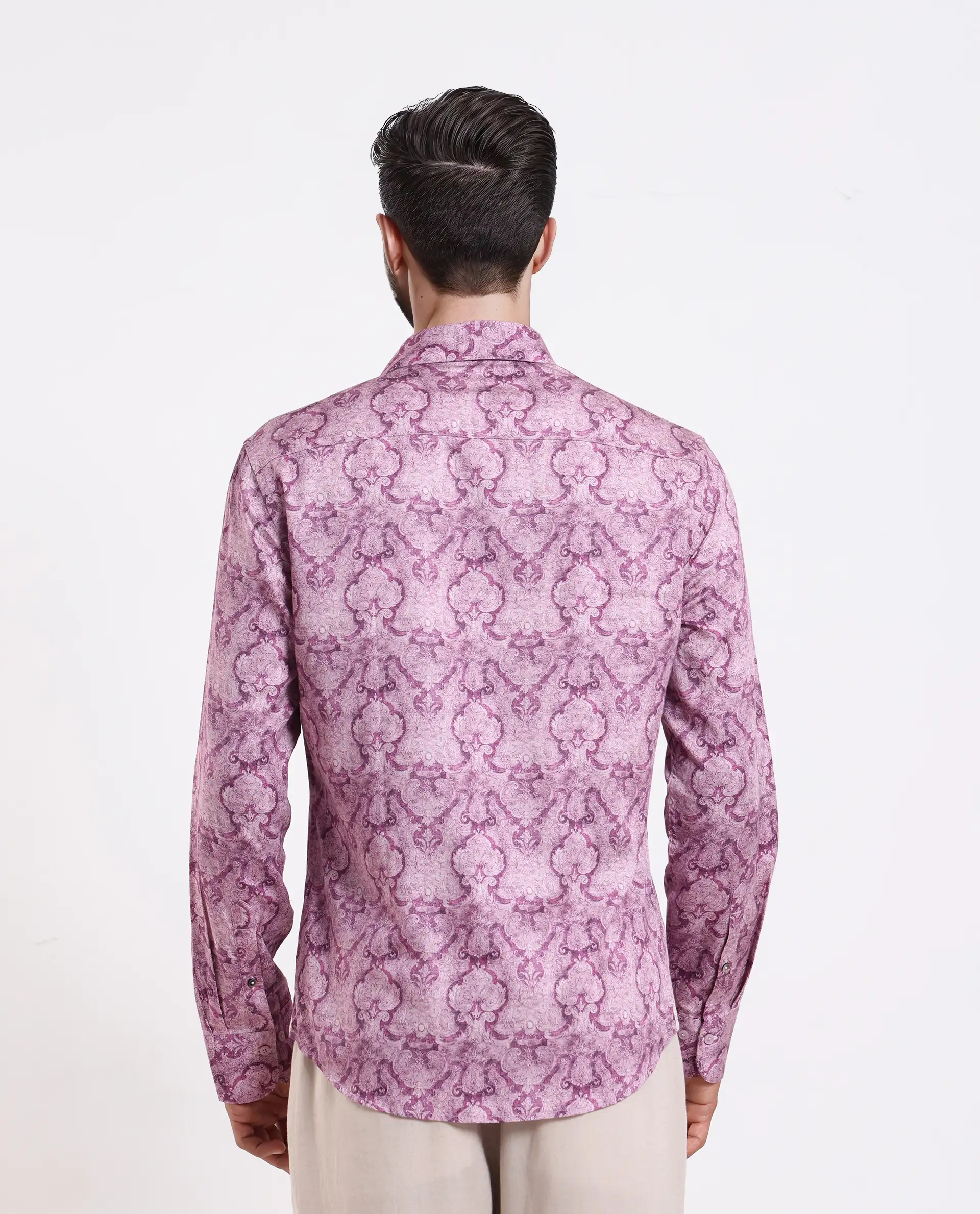 Rare Rabbit Men's Vanto 1 Purple Cotton Blend Fabric Full Sleeve Collared Neck Paisley Print Shirt - Image 8