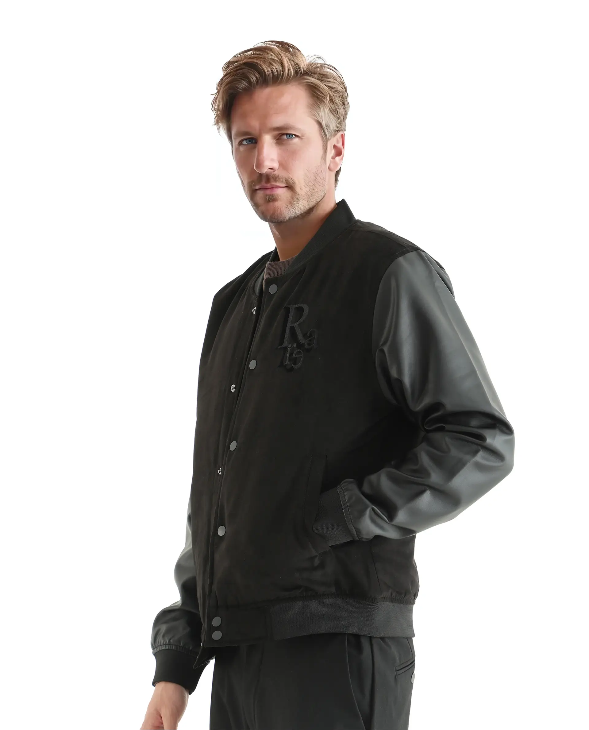 Rare Rabbit Men's Varos Black Cotton Embroidered Regular Fit Full Sleeve Mandarin Collar Jacket - Image 2