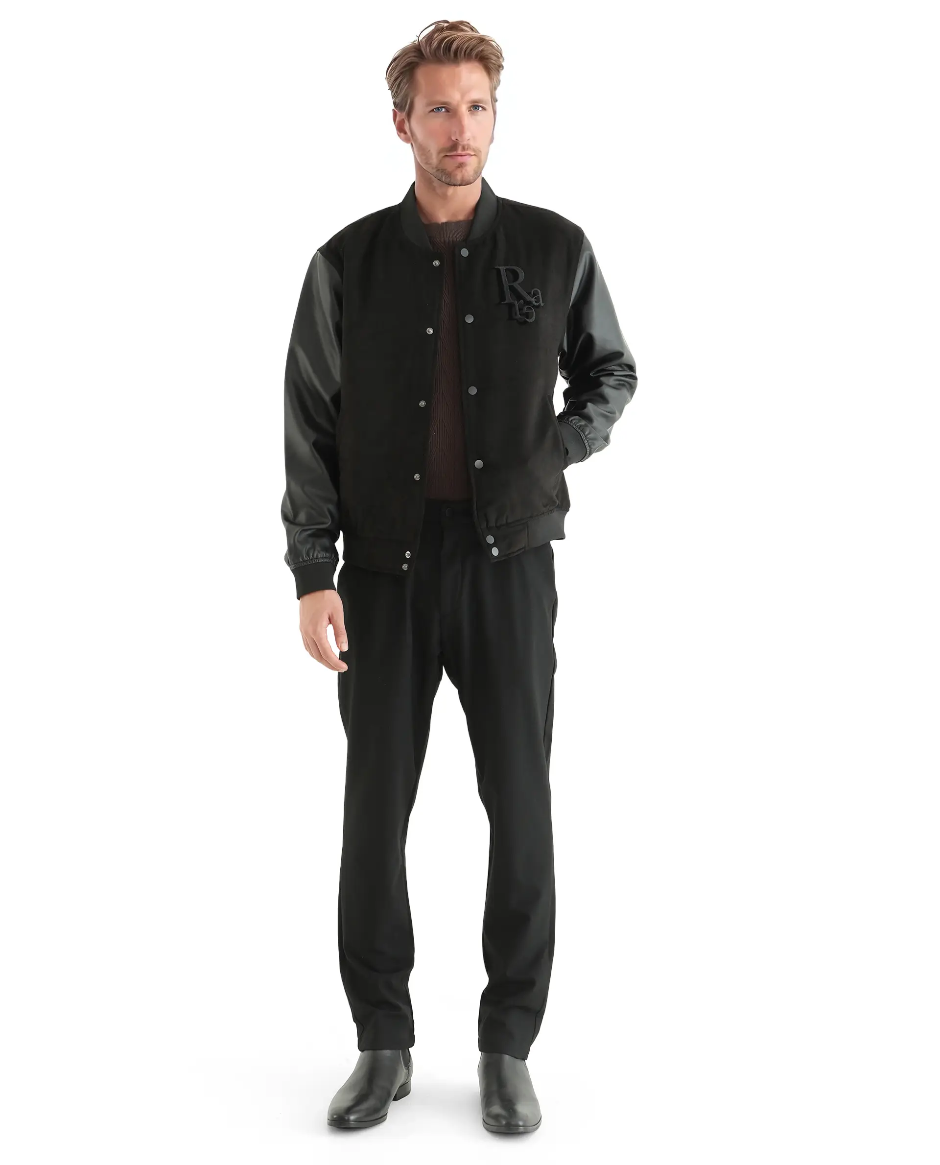 Rare Rabbit Men's Varos Black Cotton Embroidered Regular Fit Full Sleeve Mandarin Collar Jacket - Image 3