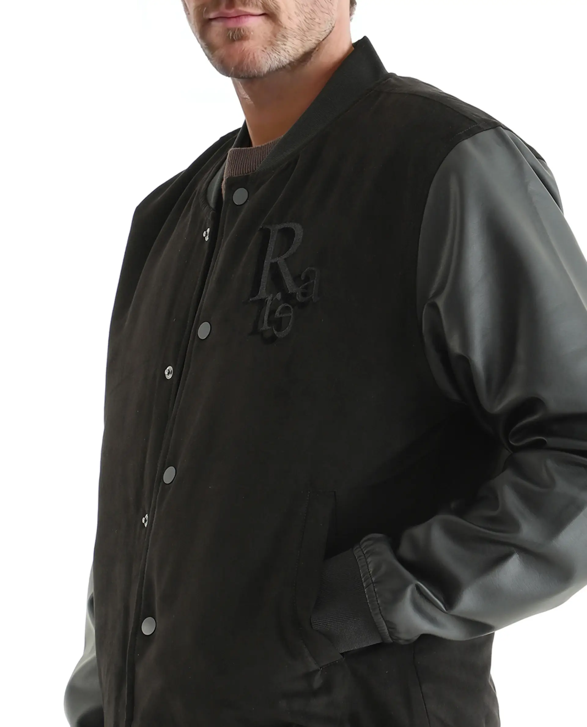 Rare Rabbit Men's Varos Black Cotton Embroidered Regular Fit Full Sleeve Mandarin Collar Jacket - Image 4