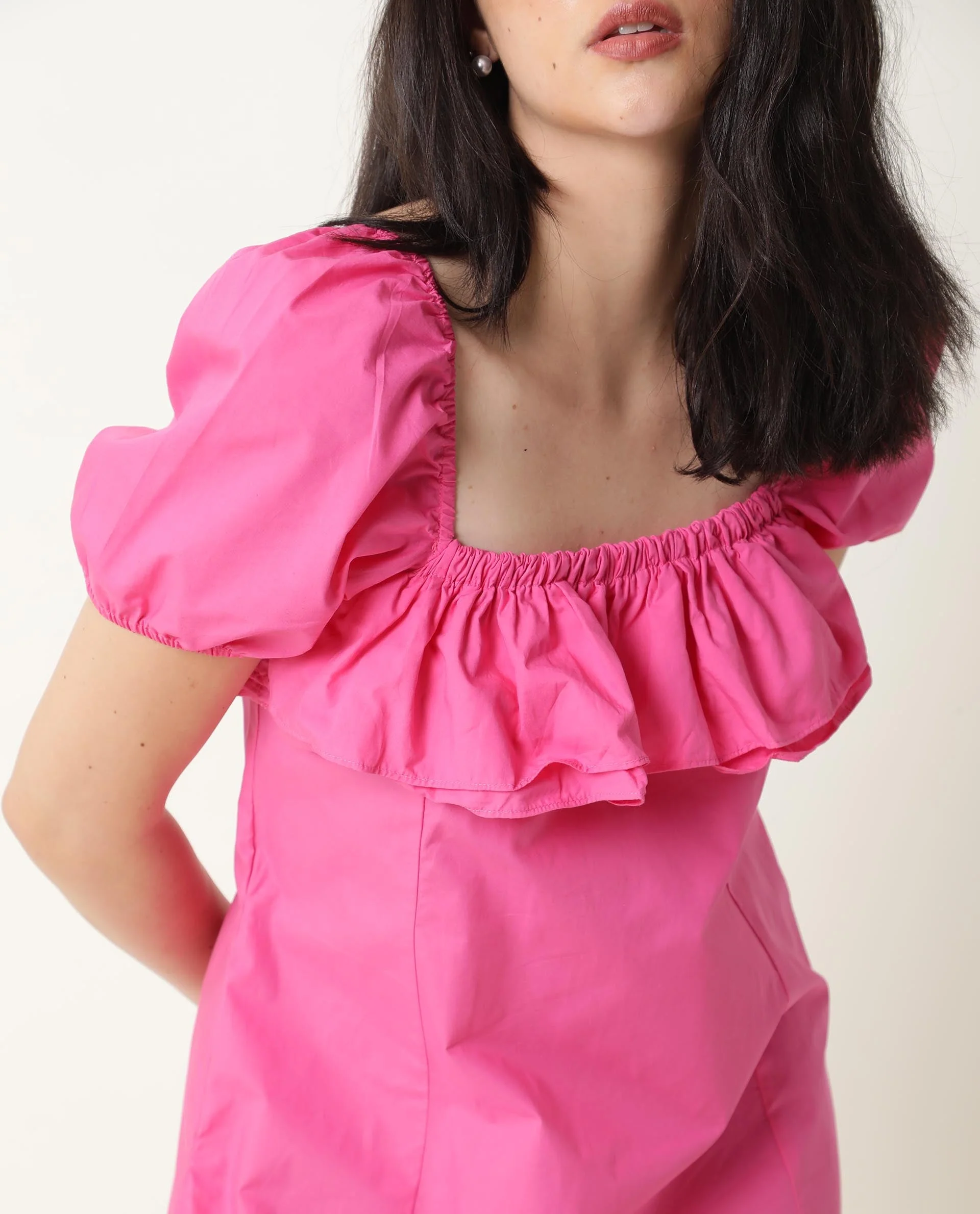 Rareism Women's Varsi Pink Sweetheart Neck Plain Midi Regular Fit Dress - Image 2