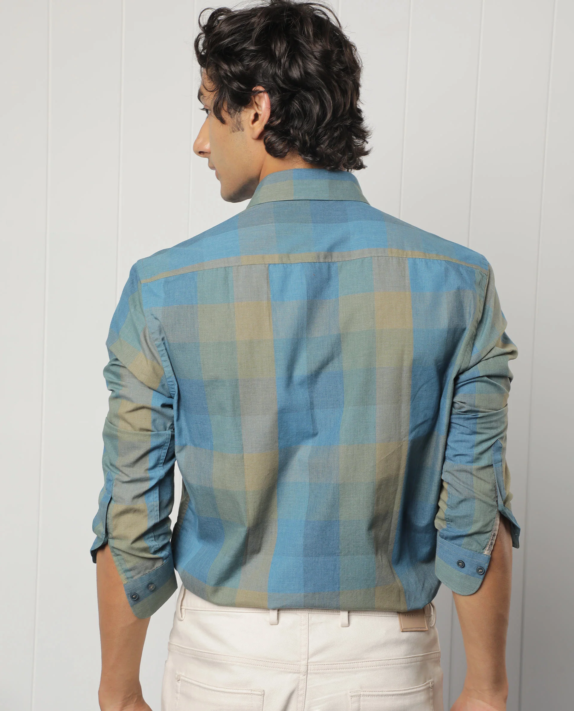 Rare Rabbit Men's Vasco Blue Regular Fit Full Sleeve Spread Collar Shirt - Image 11