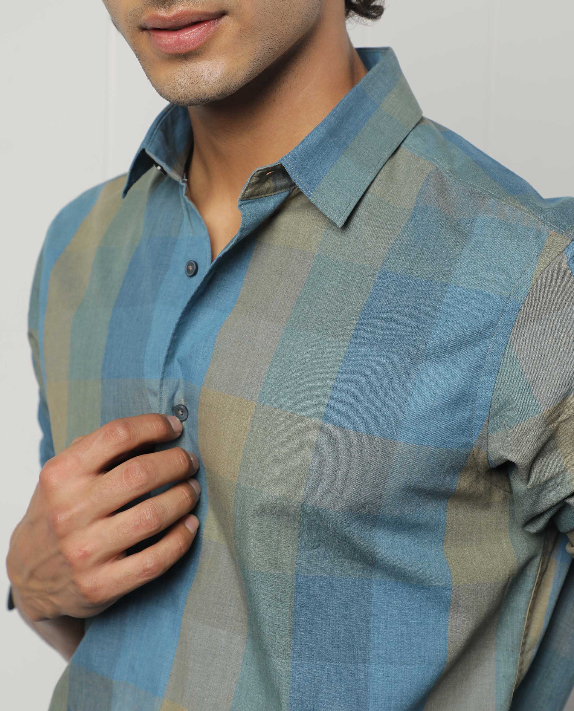 Rare Rabbit Men's Vasco Blue Regular Fit Full Sleeve Spread Collar Shirt - Image 2